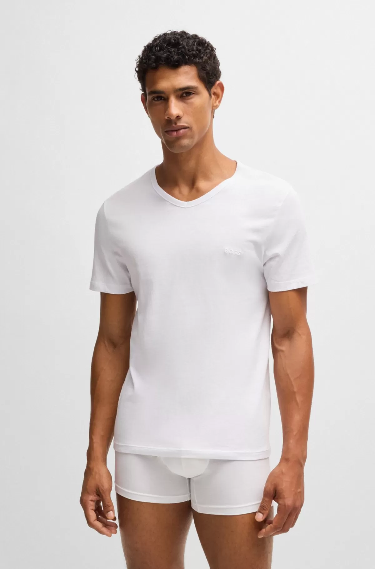 HUGO BOSS Pakke Med Tre T-shirts Med V-hals I Bomuldsjersey Hvid Online