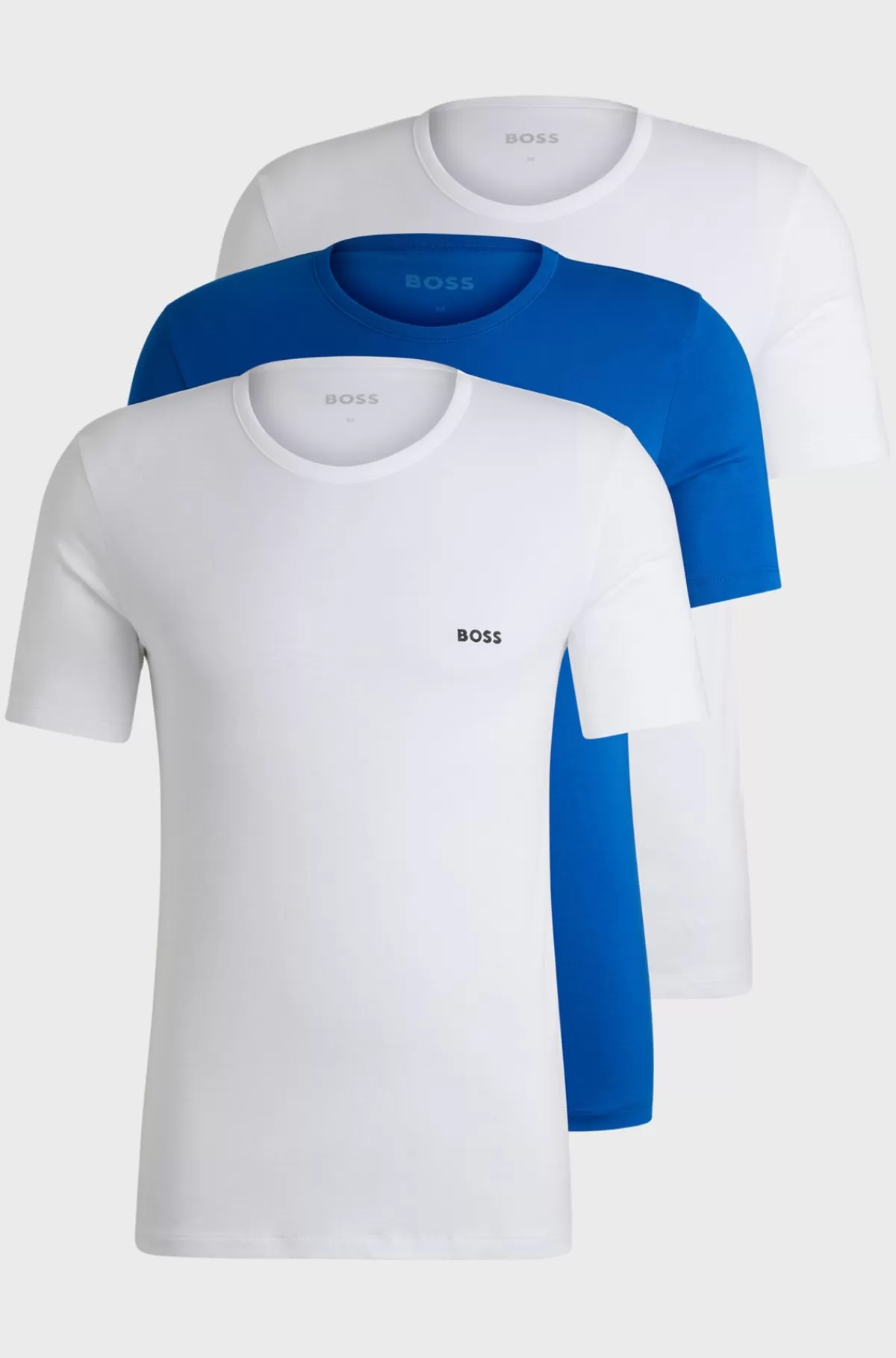 HUGO BOSS Pakke Med Tre T-shirts Til Undertøj I Bomuld Og Med Mærke Hvid / Blå New