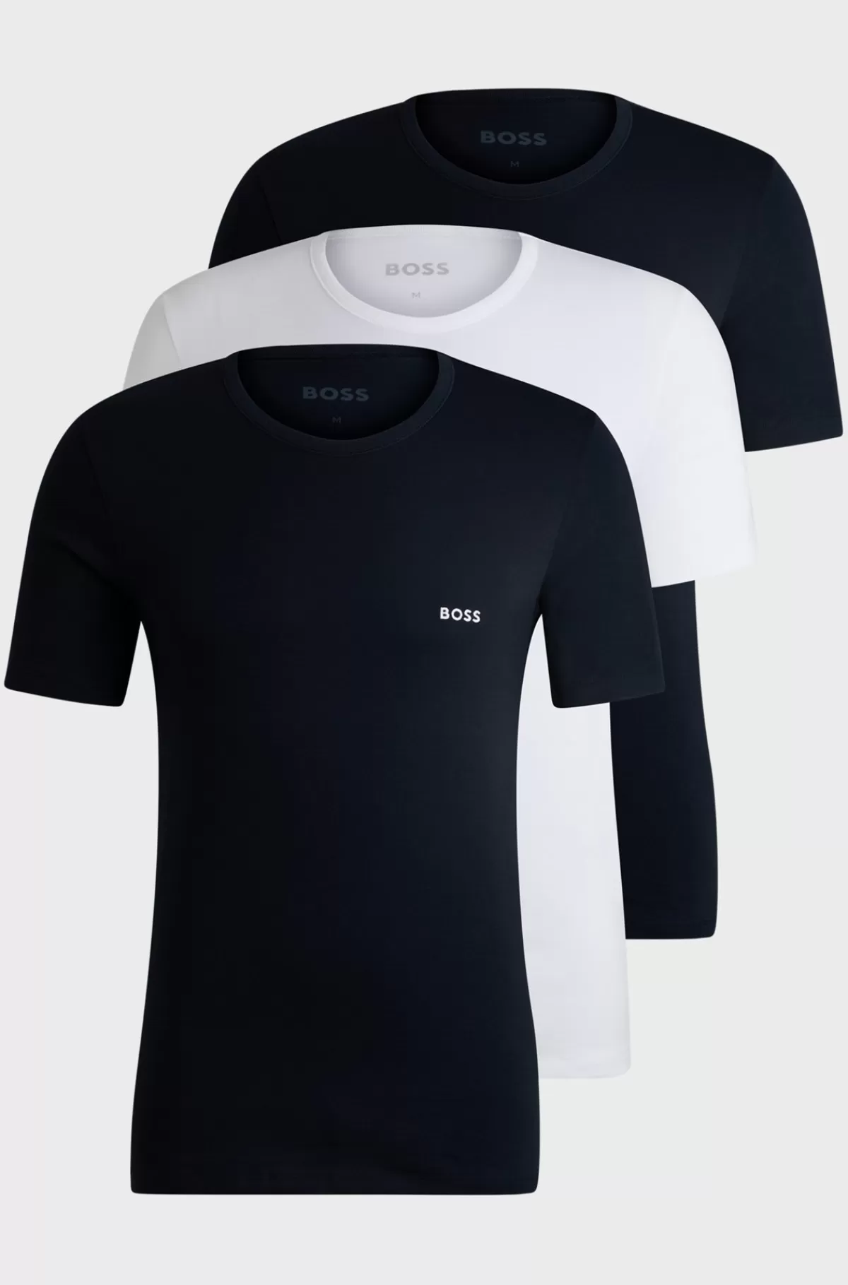 HUGO BOSS Pakke Med Tre T-shirts Til Undertøj I Bomuld Og Med Mærke Hvid/mørkeblå Cheap