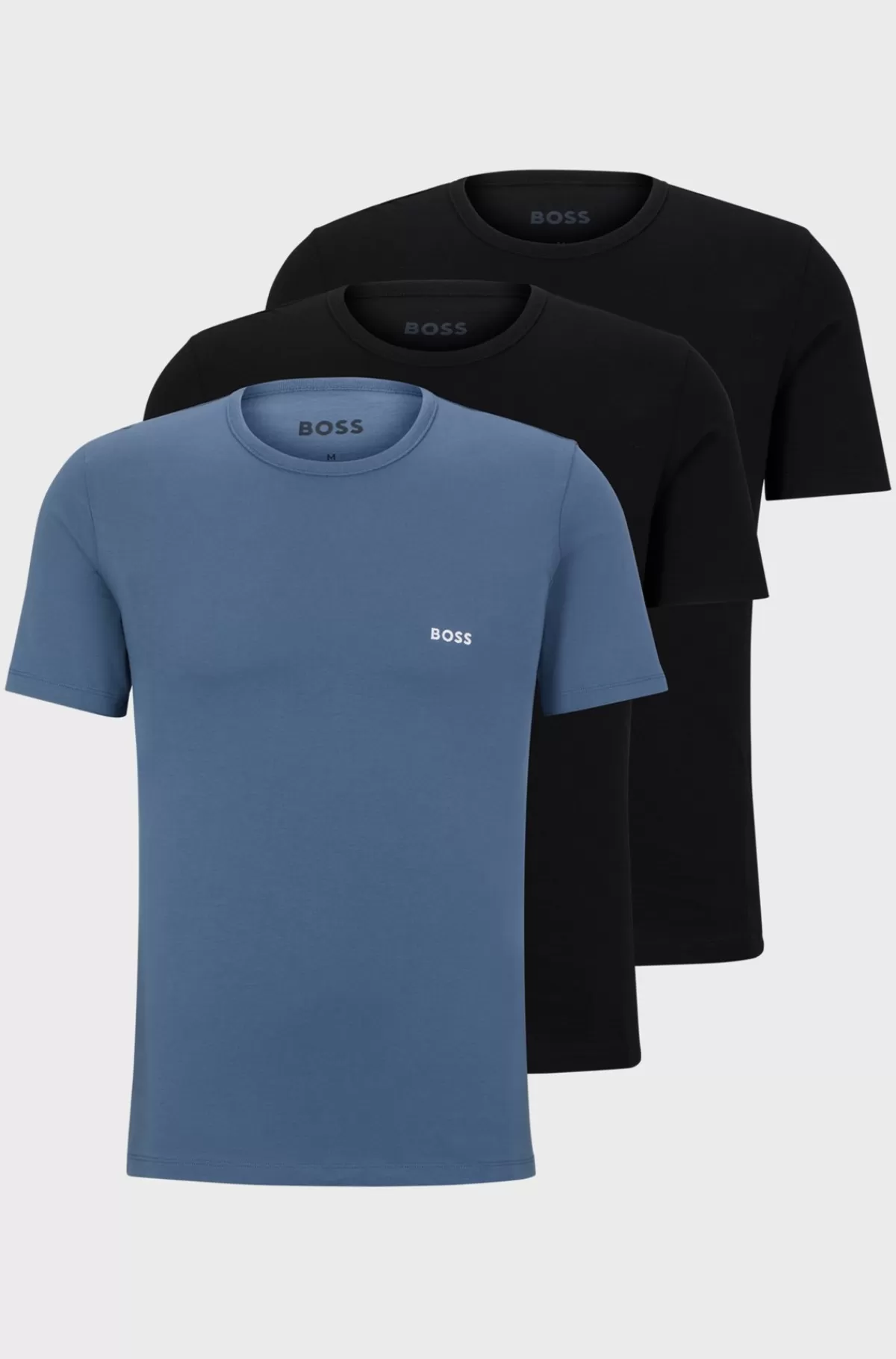 HUGO BOSS Pakke Med Tre T-shirts Til Undertøj I Bomuld Og Med Mærke Sort/blå Cheap