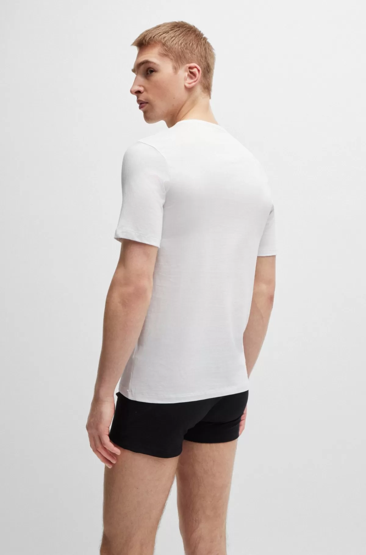HUGO BOSS Pakke Med Tre T-shirts Til Undertøj I Bomuld Og Med Mærke Hvid / Blå New