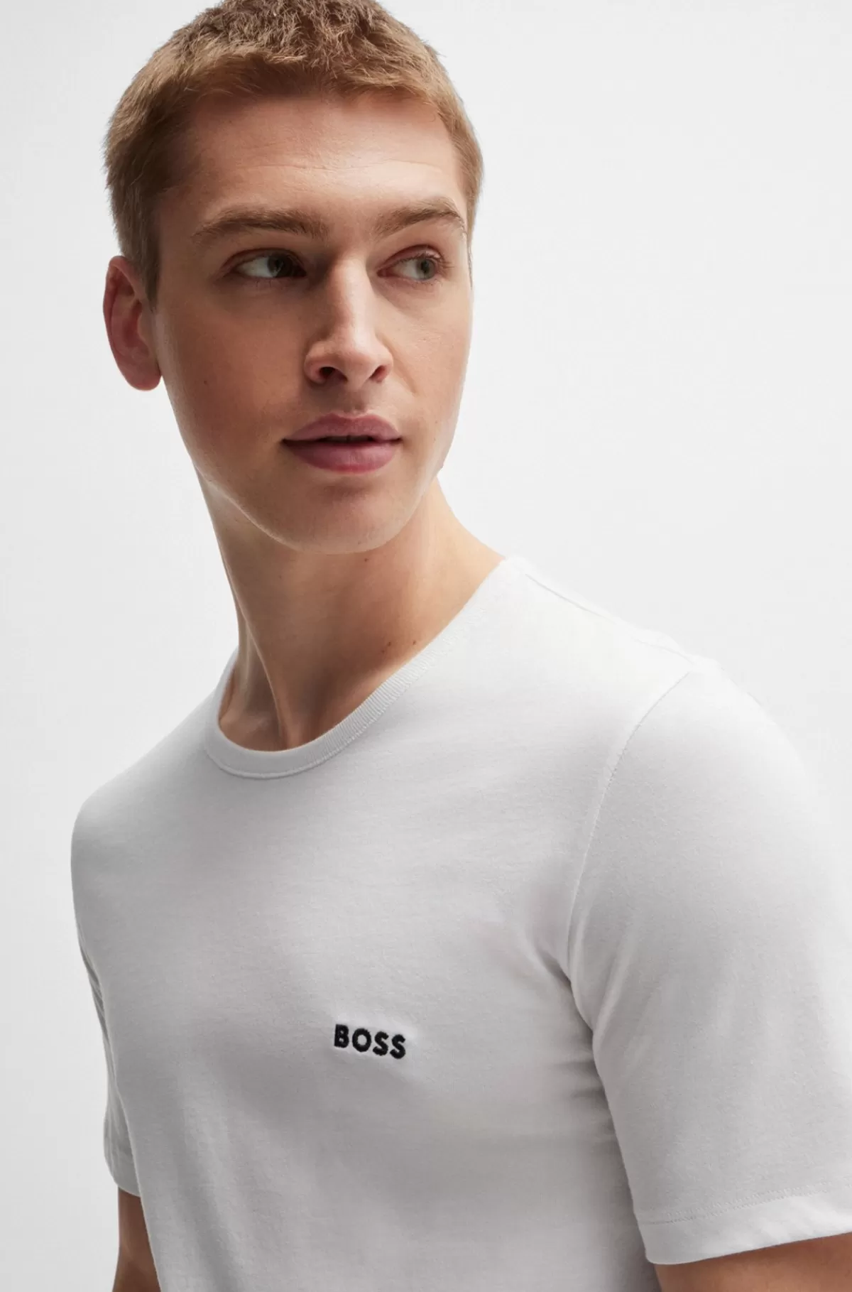 HUGO BOSS Pakke Med Tre T-shirts Til Undertøj I Bomuld Og Med Mærke Hvid / Blå New