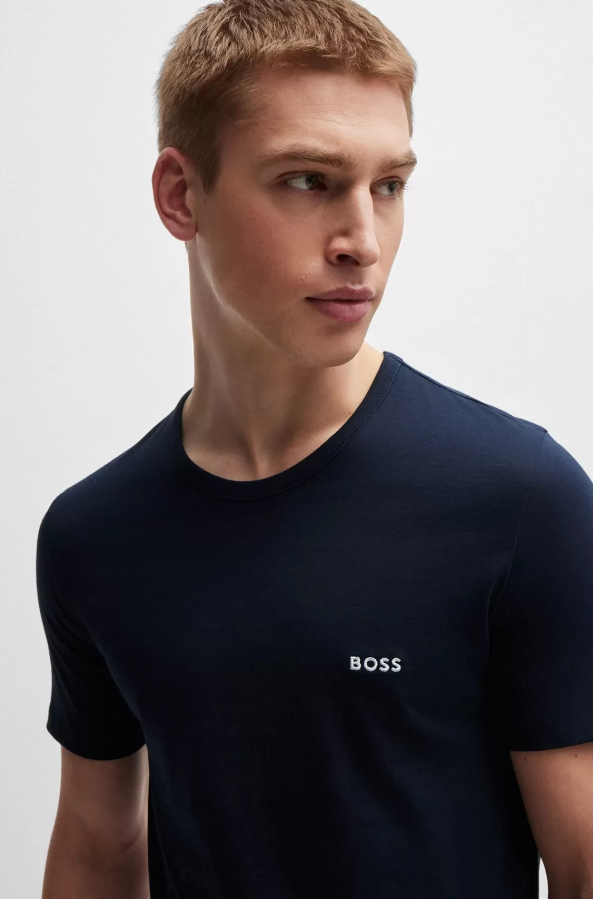 HUGO BOSS Pakke Med Tre T-shirts Til Undertøj I Bomuld Og Med Mærke Hvid/mørkeblå Cheap