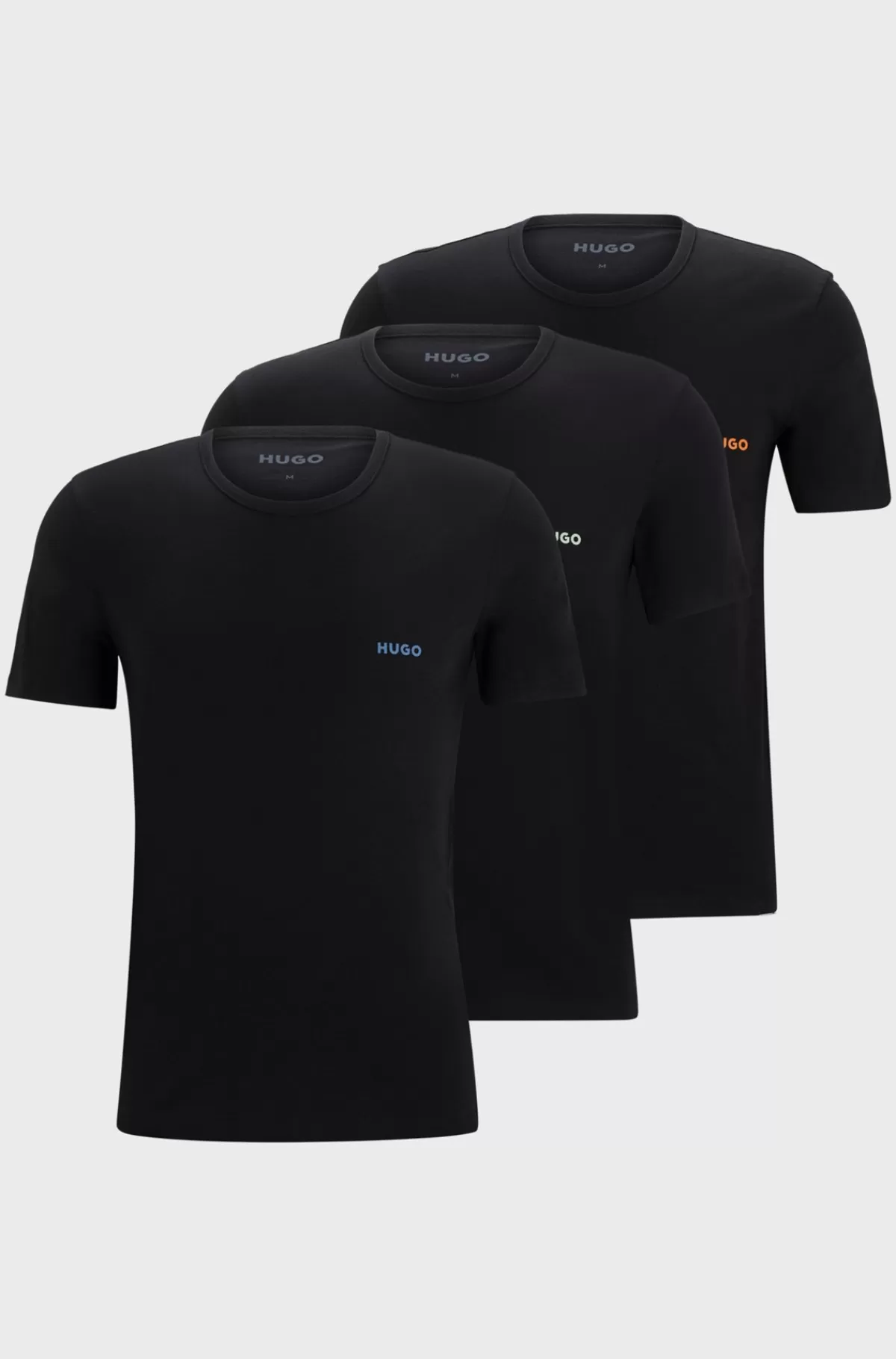 HUGO BOSS Pakke Med Tre T-shirts-undertrøjer I Bomuld Med Logotryk Sort Store