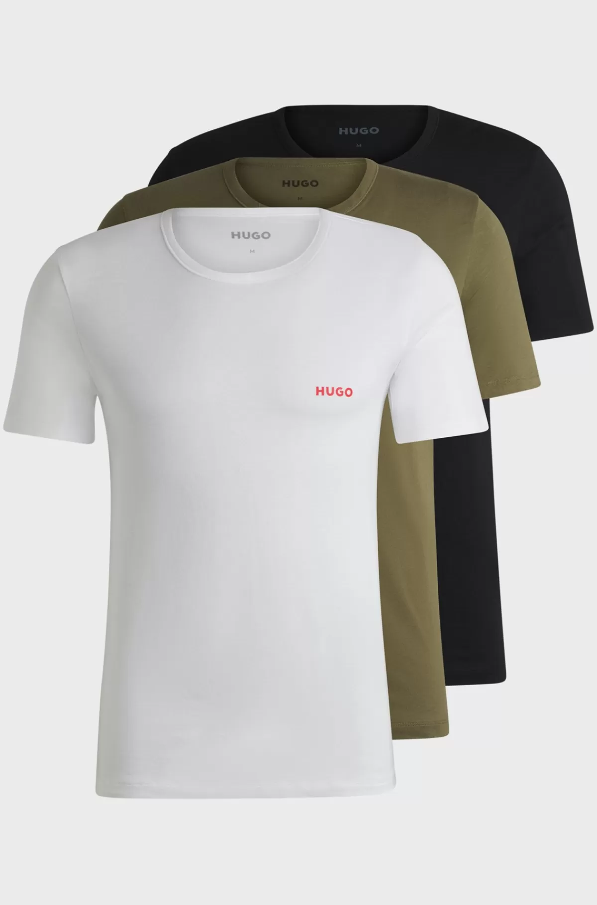 HUGO BOSS Pakke Med Tre T-shirts-undertrøjer I Bomuld Med Logotryk Grøn / Sort / Hvid Hot