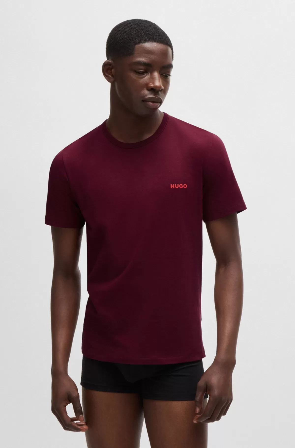 HUGO BOSS Pakke Med Tre T-shirts-undertrøjer I Bomuld Med Logotryk Mønstret Hot