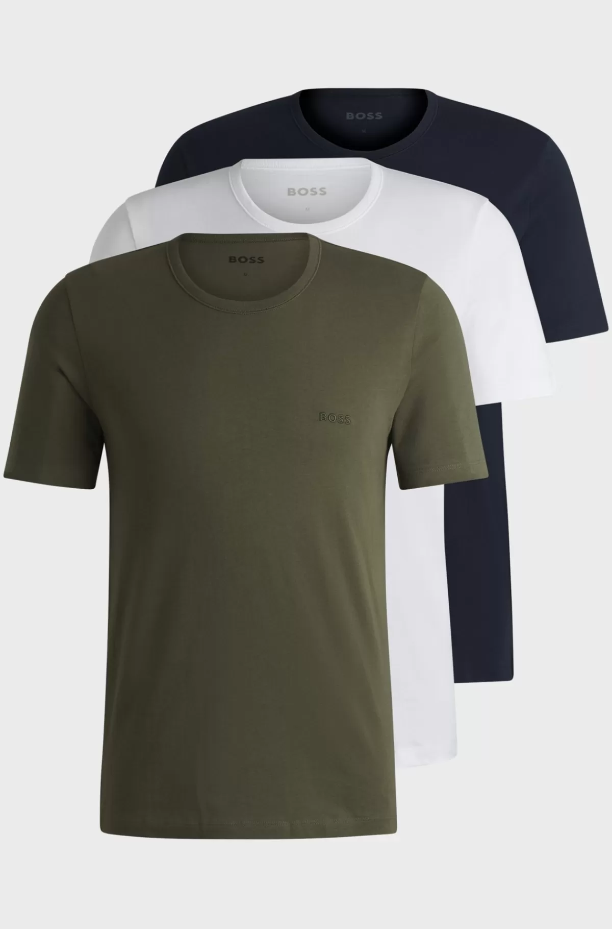 HUGO BOSS Pakke Med Tre T-shirtundertrøjer Med Broderede Logoer Blå/hvid/grøn Online