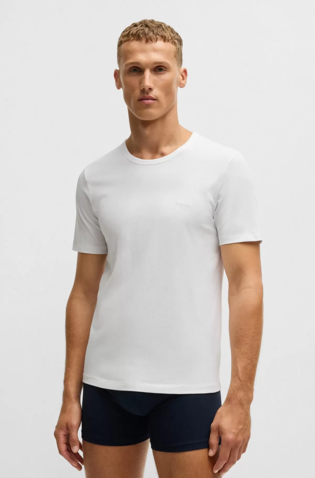 HUGO BOSS Pakke Med Tre T-shirtundertrøjer Med Broderede Logoer Blå/hvid/grøn Online