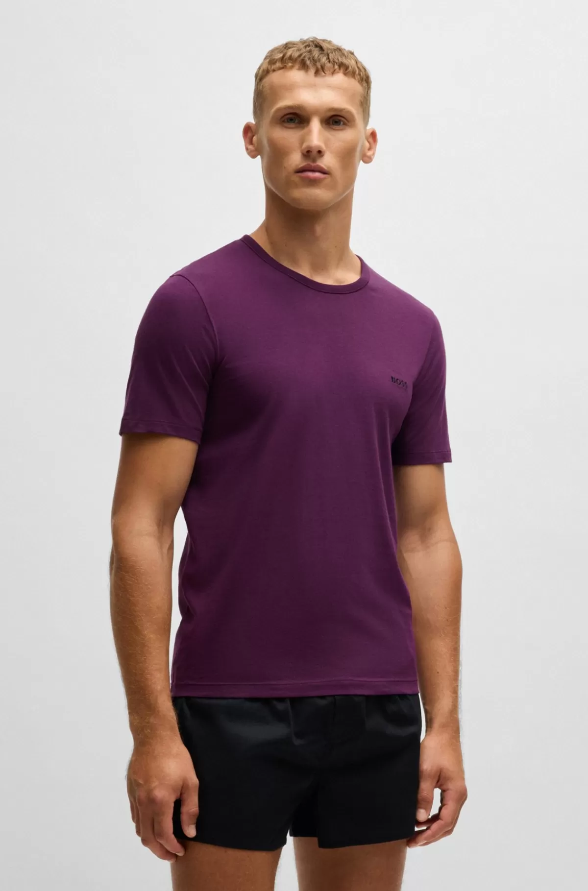 HUGO BOSS Pakke Med Tre T-shirtundertrøjer Med Broderede Logoer Grå Cheap