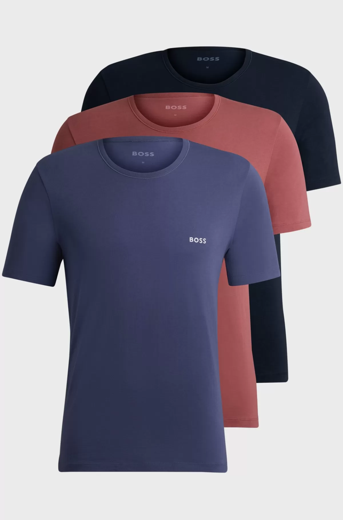 HUGO BOSS Pakke Med Tre Undertrøje-T-shirts I Bomuld Med Logo Rød/blå/mørkeblå Cheap