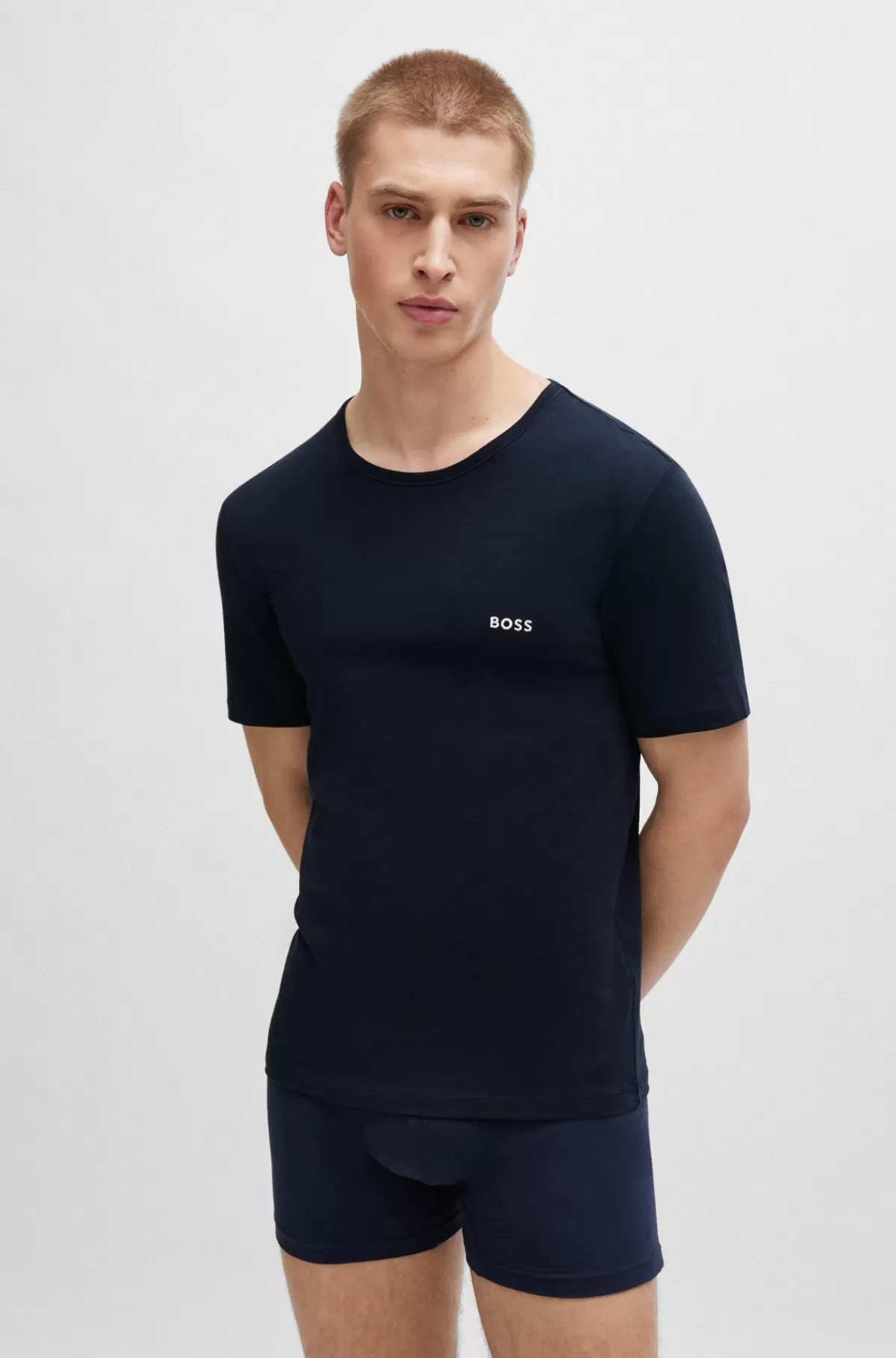 HUGO BOSS Pakke Med Tre Undertrøje-T-shirts I Bomuld Med Logo Rød/blå/mørkeblå Cheap