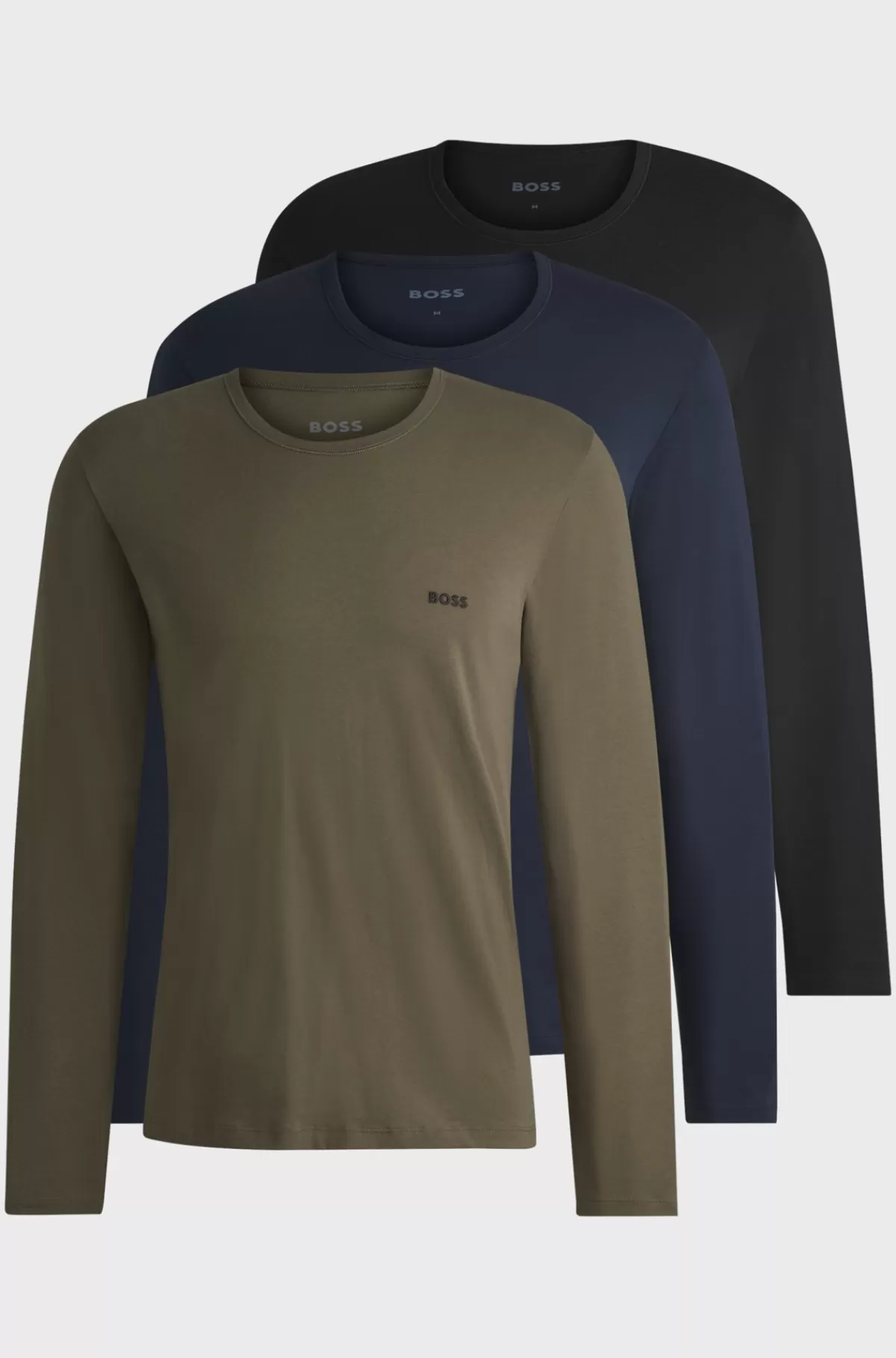 HUGO BOSS Pakke Med Tre Undertrøje-T-shirts I Bomuld Og Med Logo Sort/mørkegrøn/mørkeblå Cheap
