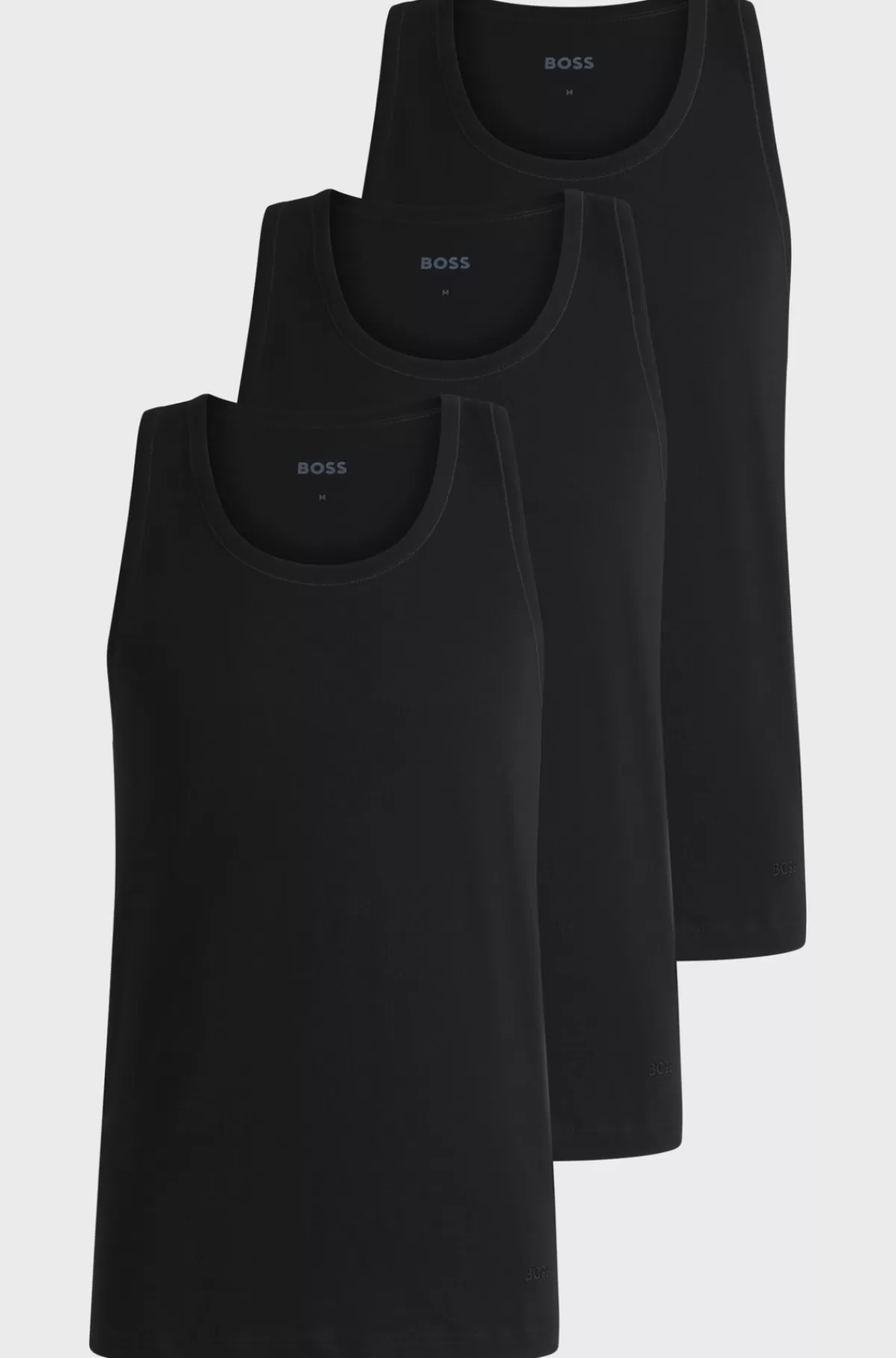 HUGO BOSS Pakke Med Tre Undertrøjeveste I Bomuld Med Broderede Logoer Sort Cheap
