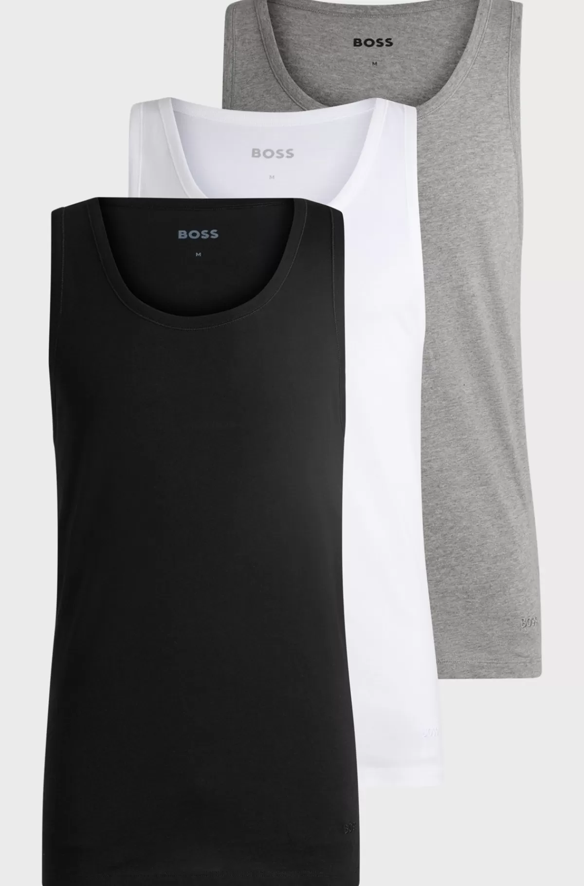 HUGO BOSS Pakke Med Tre Undertrøjeveste I Bomuld Med Broderede Logoer Hvid/grå/sort Best Sale