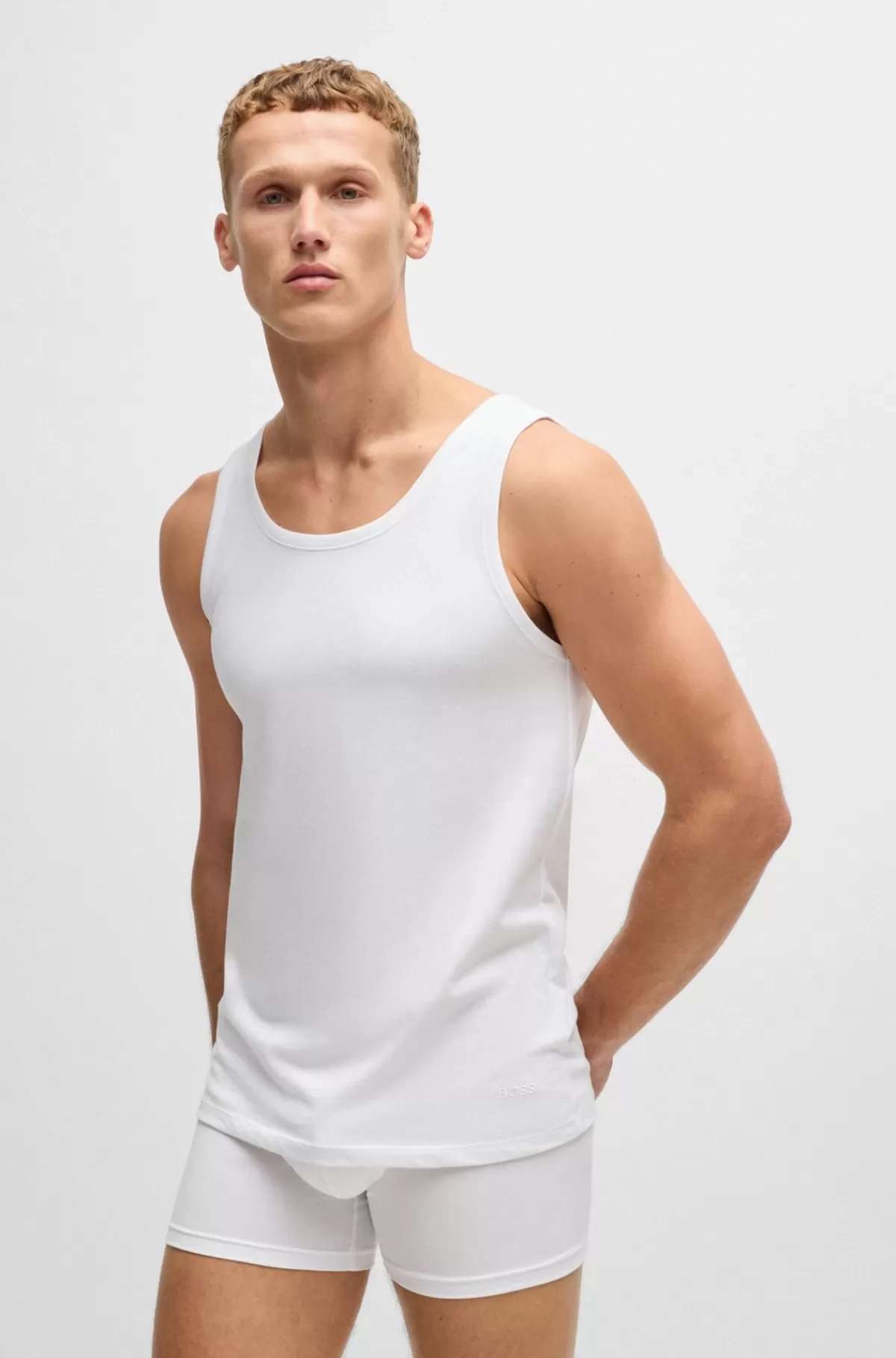 HUGO BOSS Pakke Med Tre Undertrøjeveste I Bomuld Med Broderede Logoer Hvid Store