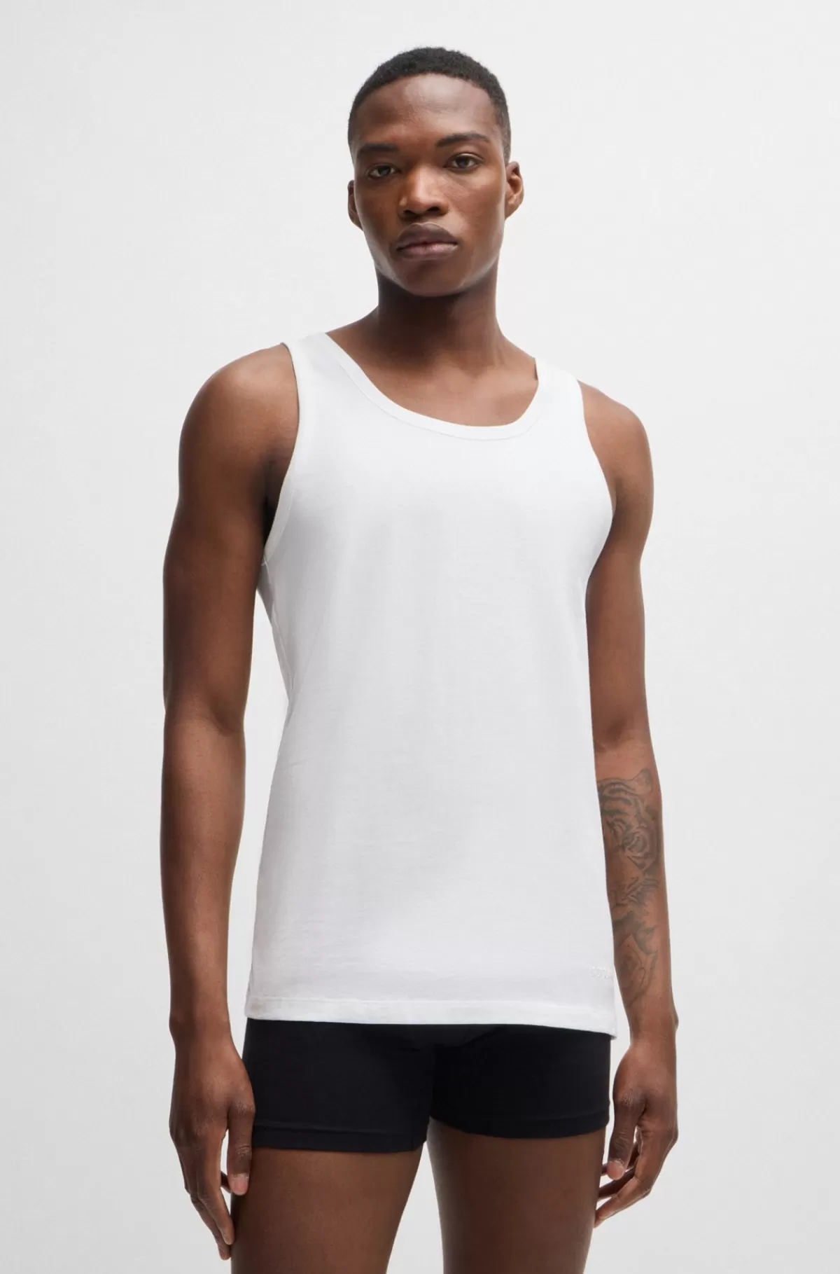 HUGO BOSS Pakke Med Tre Undertrøjeveste I Bomuld Med Broderede Logoer Hvid/grå/sort Best Sale