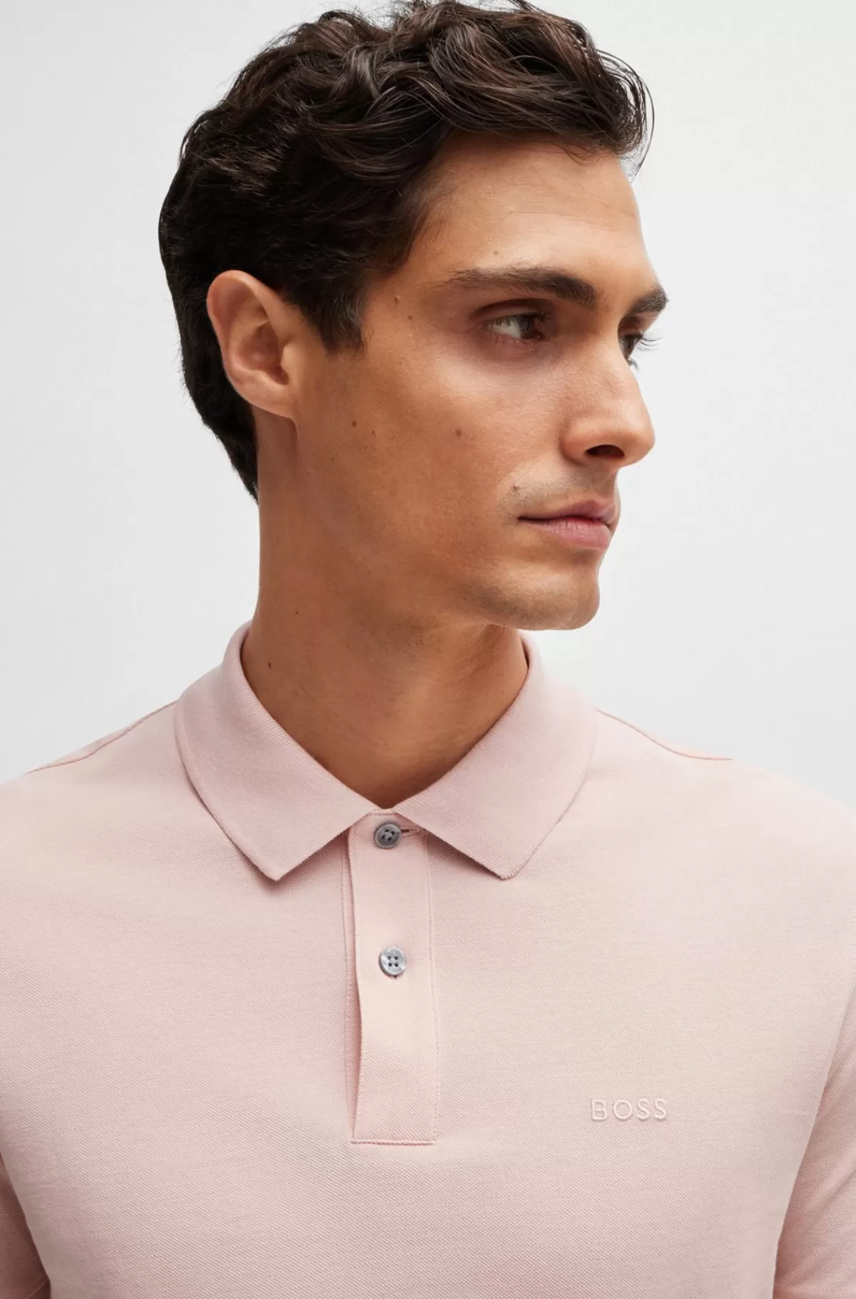 HUGO BOSS Pallas Poloshirt I økologisk Bomuld Med Broderet Logo Lys pink Discount