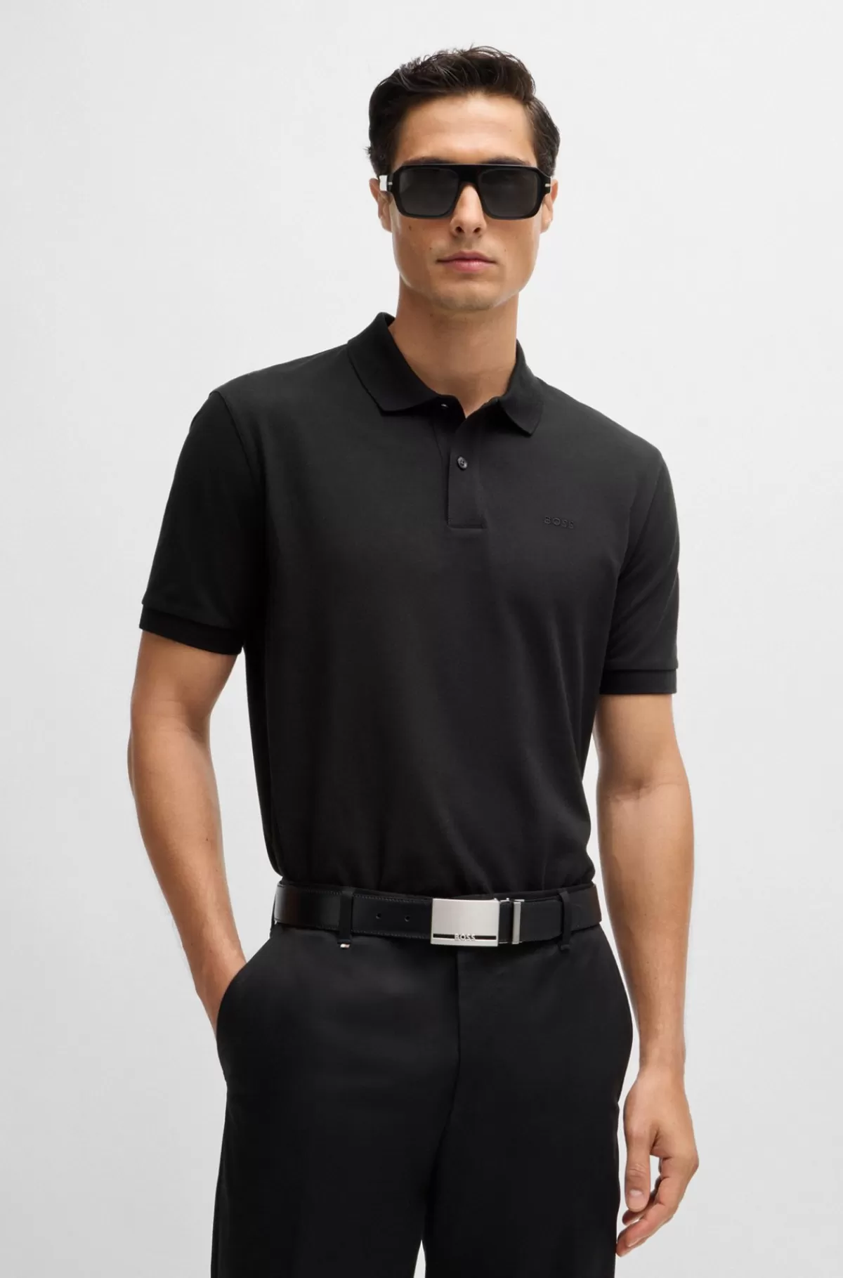 HUGO BOSS Pallas Poloshirt Med Regular Fit I Bomuld Med Broderet Logo Sort Fashion