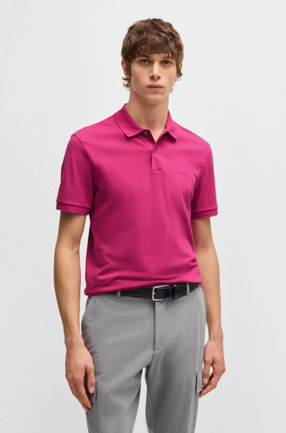 HUGO BOSS Pallas Poloshirt Med Regular Fit I Bomuld Med Broderet Logo Pink Discount