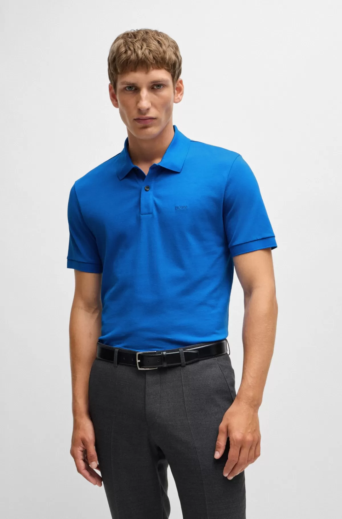 HUGO BOSS Pallas Poloshirt Med Regular Fit I Bomuld Med Broderet Logo Blå Hot