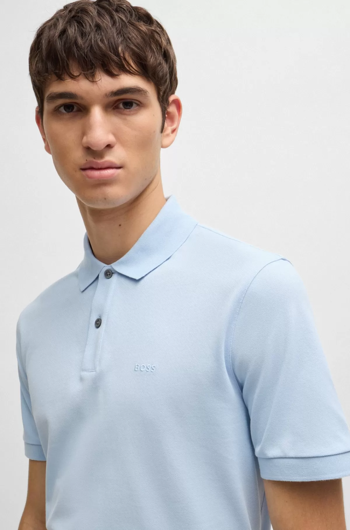 HUGO BOSS Pallas Poloshirt Med Regular Fit I Bomuld Med Broderet Logo Lyseblå Best