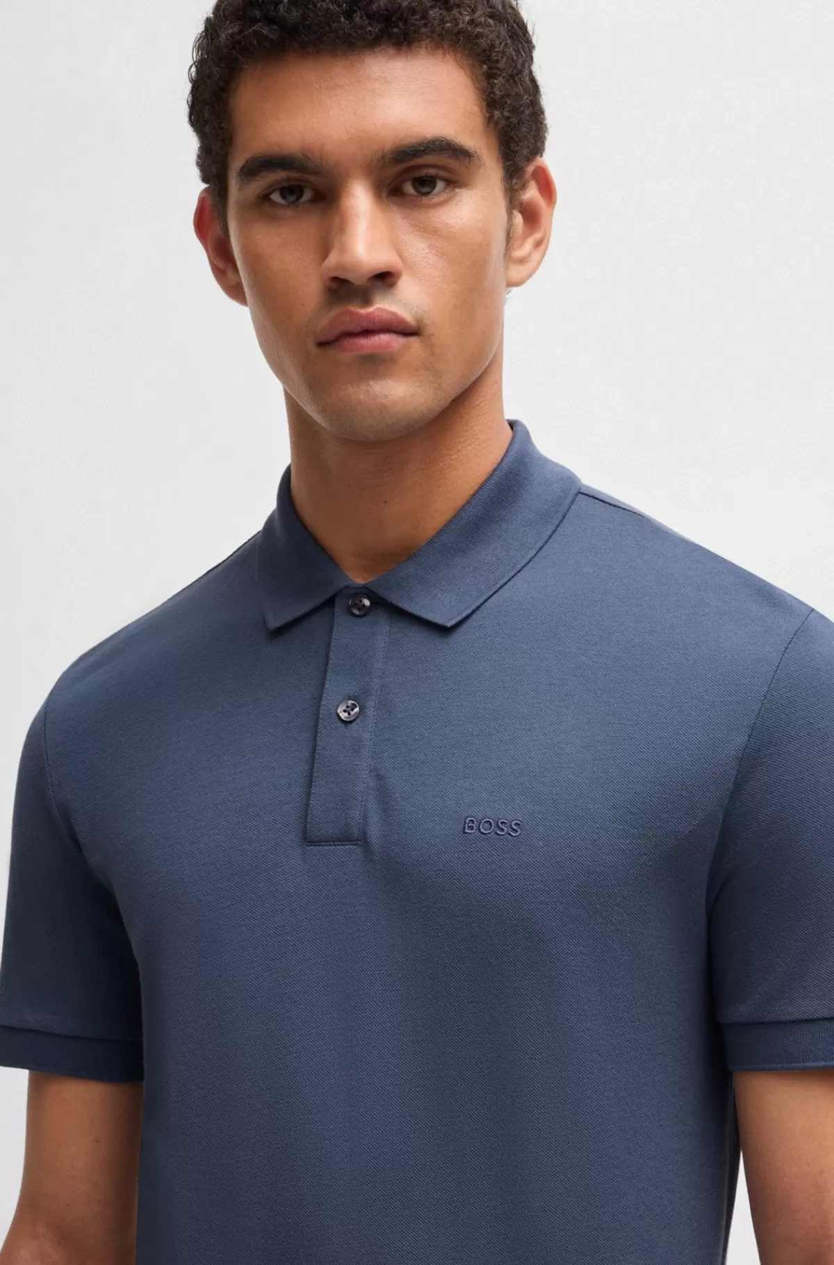 HUGO BOSS Pallas Poloshirt Med Regular Fit I Bomuld Med Broderet Logo Blå Best