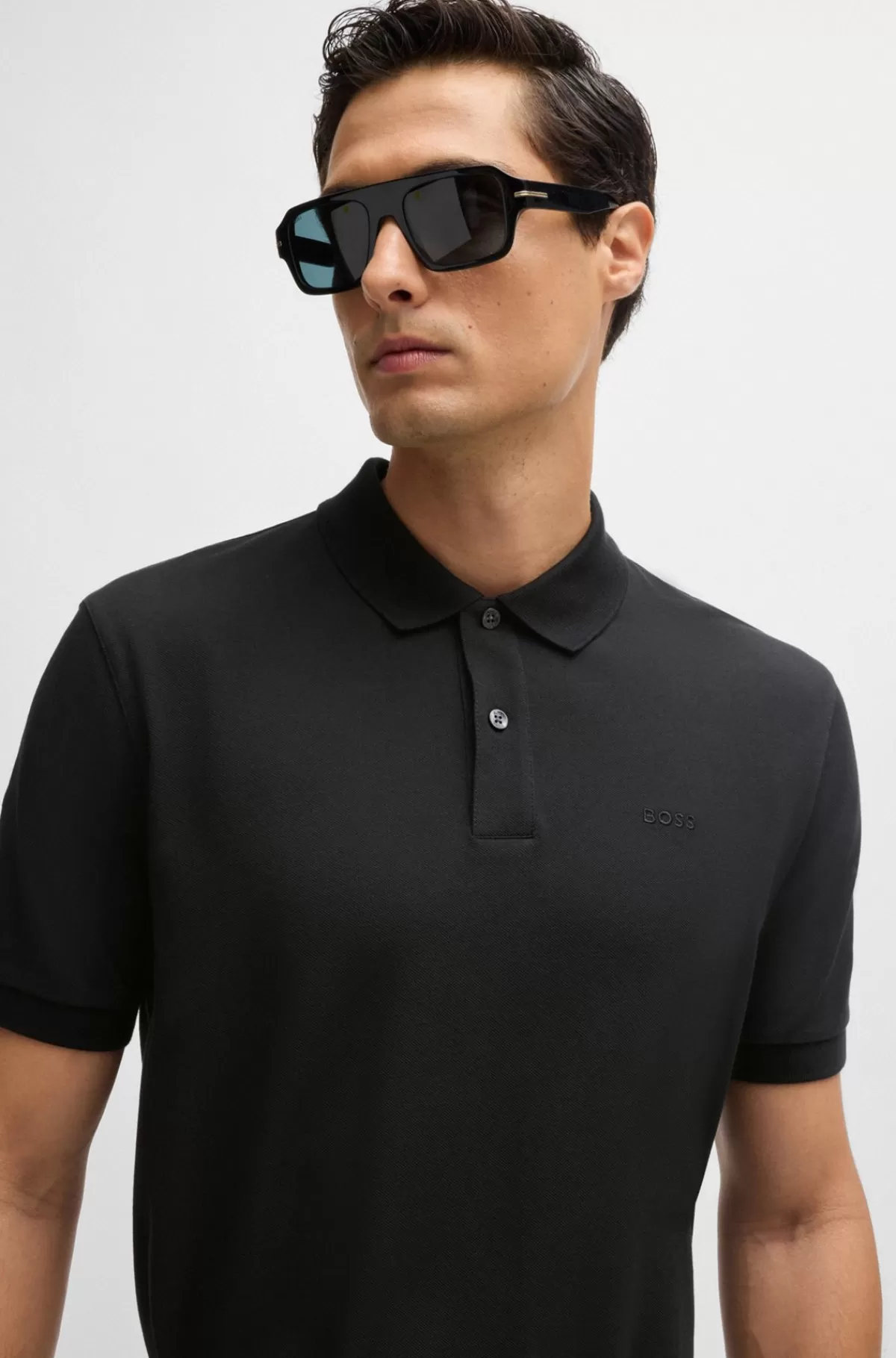 HUGO BOSS Pallas Poloshirt Med Regular Fit I Bomuld Med Broderet Logo Sort Fashion