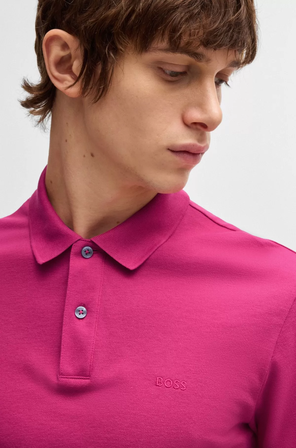 HUGO BOSS Pallas Poloshirt Med Regular Fit I Bomuld Med Broderet Logo Pink Discount