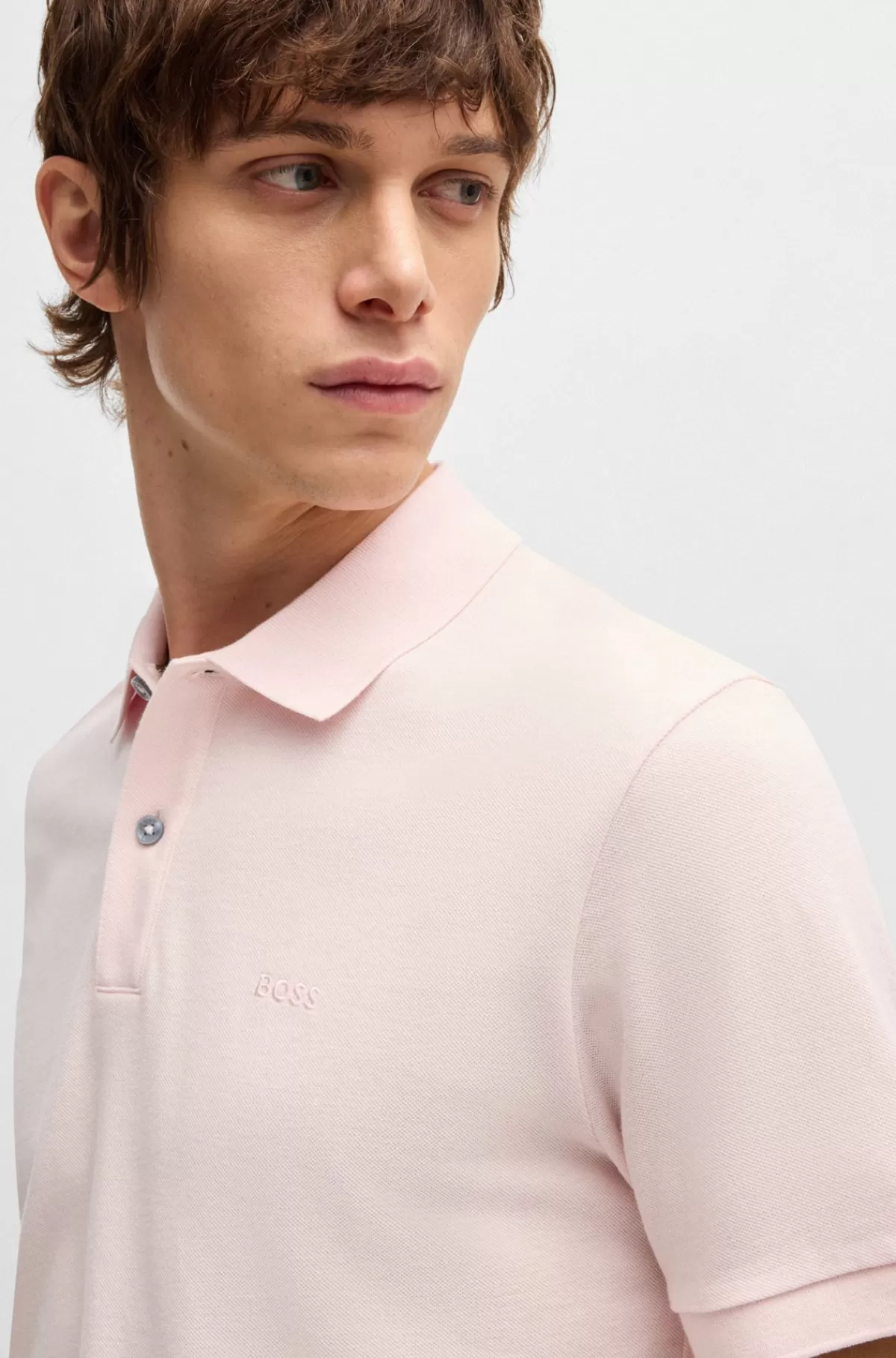 HUGO BOSS Pallas Poloshirt Med Regular Fit I Bomuld Med Broderet Logo Lys pink Fashion