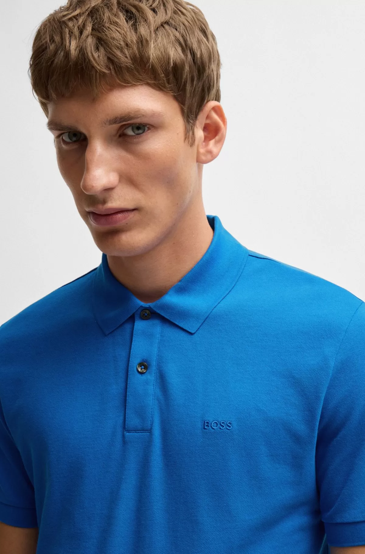 HUGO BOSS Pallas Poloshirt Med Regular Fit I Bomuld Med Broderet Logo Blå Hot
