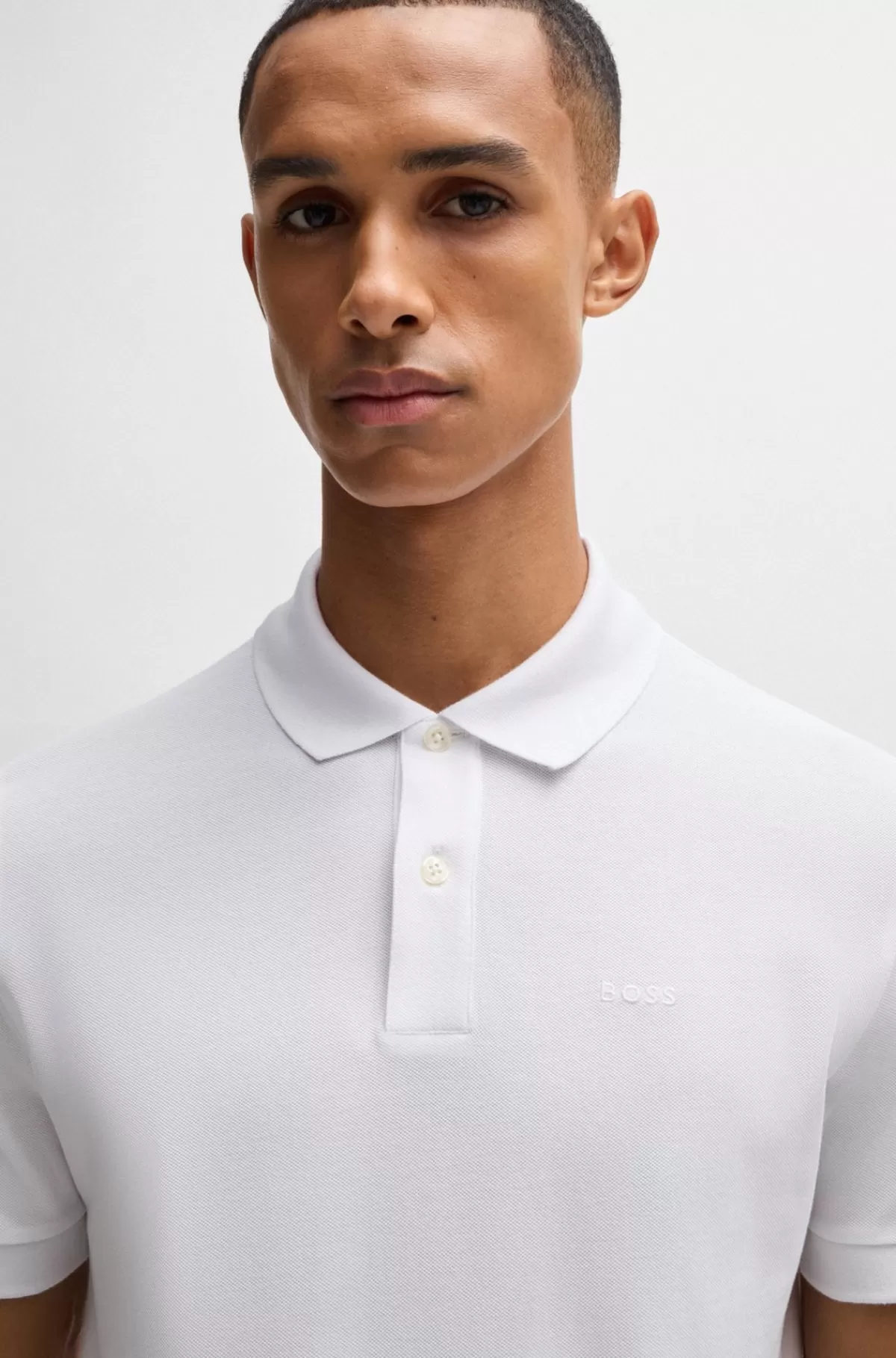 HUGO BOSS Pallas Poloshirt Med Regular Fit I Bomuld Med Broderet Logo Hvid Fashion