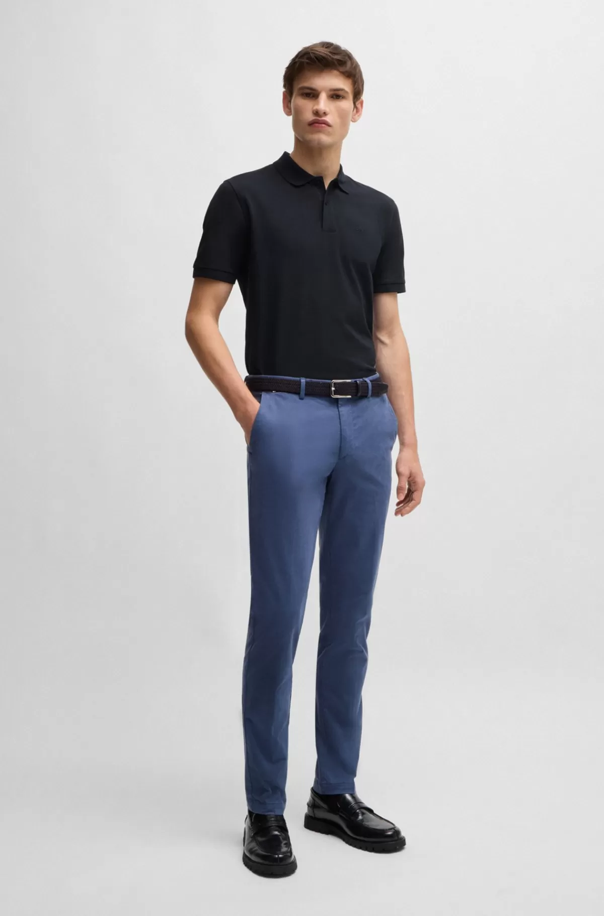 HUGO BOSS Pallas Poloshirt Med Regular Fit I Bomuld Med Broderet Logo Mørkeblå Shop