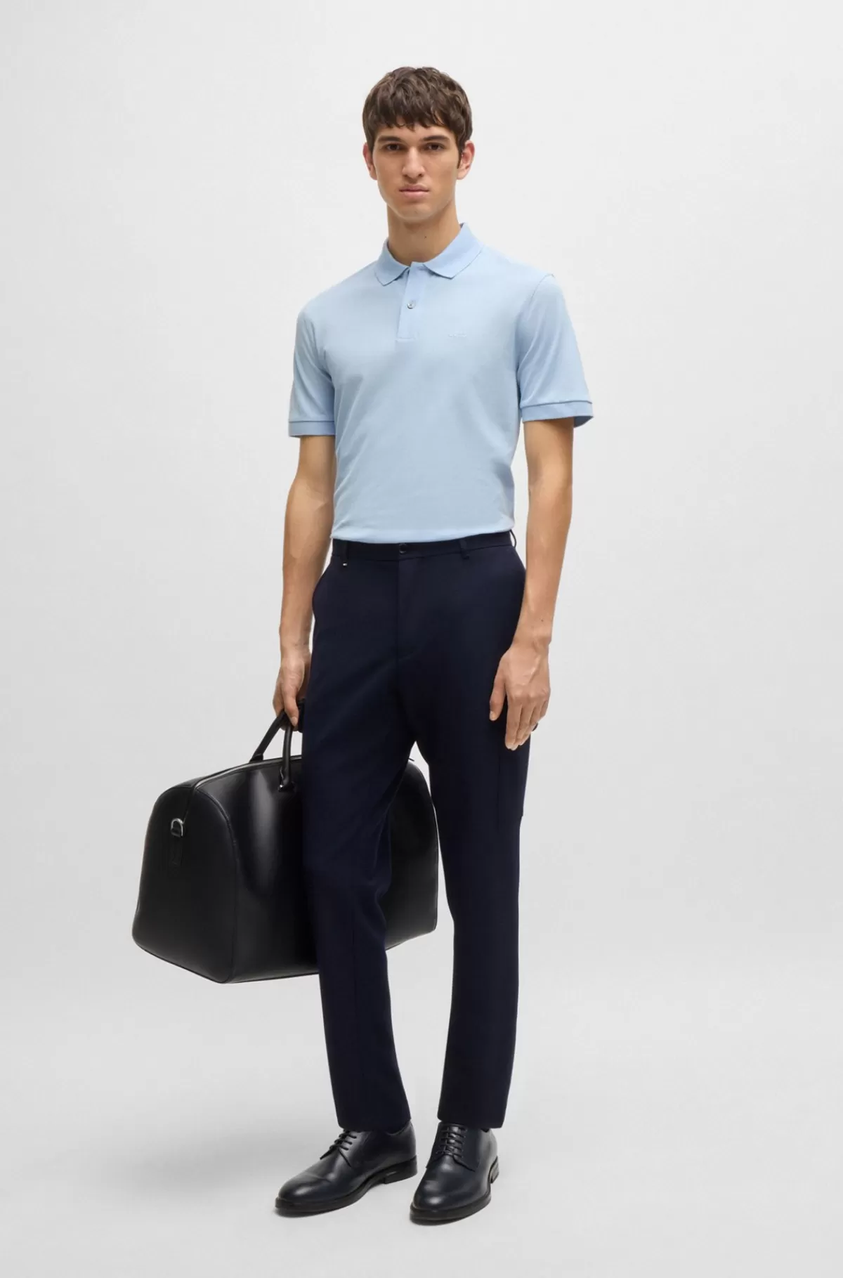 HUGO BOSS Pallas Poloshirt Med Regular Fit I Bomuld Med Broderet Logo Lyseblå Best