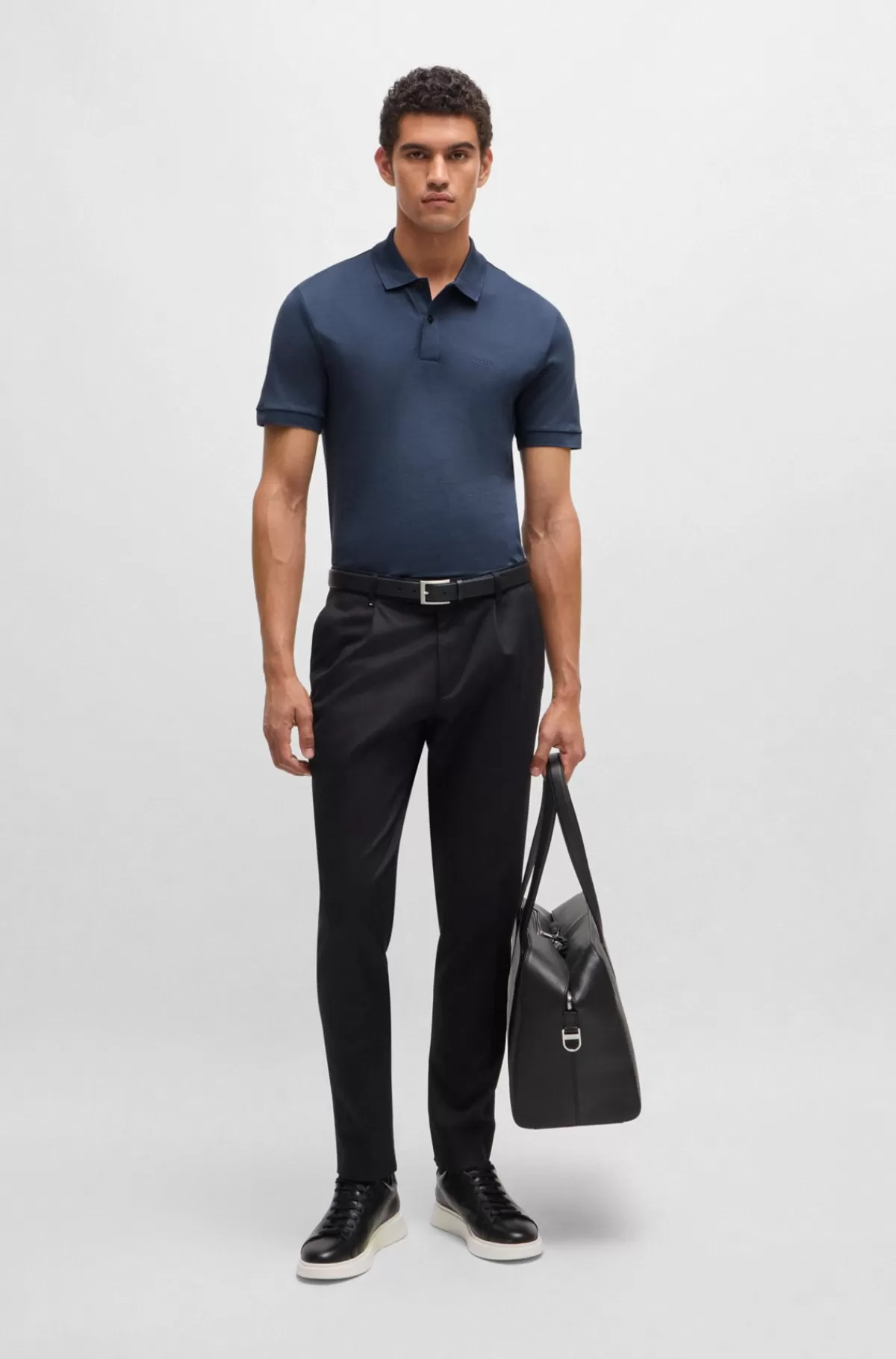 HUGO BOSS Pallas Poloshirt Med Regular Fit I Bomuld Med Broderet Logo Blå Best
