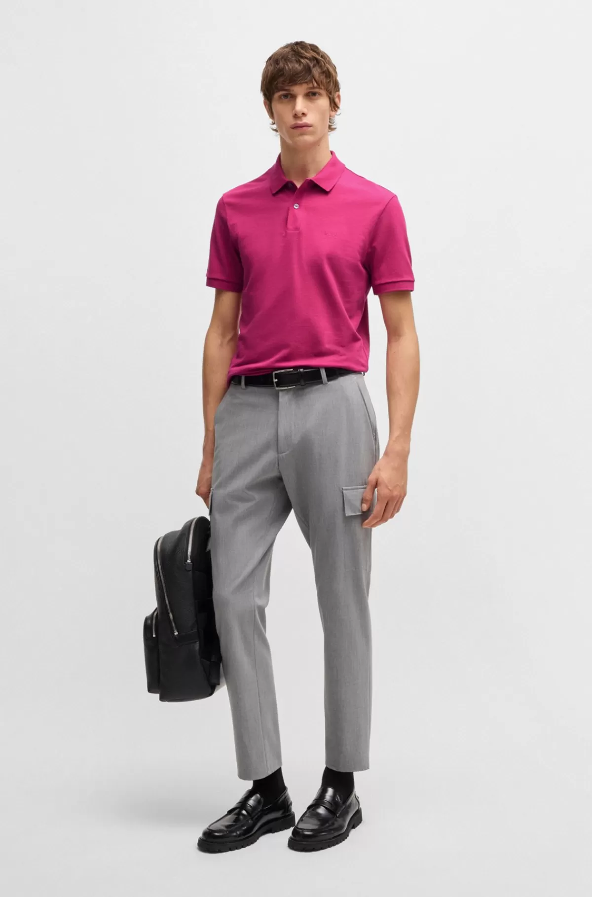 HUGO BOSS Pallas Poloshirt Med Regular Fit I Bomuld Med Broderet Logo Pink Discount