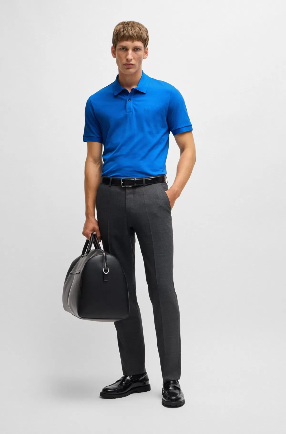 HUGO BOSS Pallas Poloshirt Med Regular Fit I Bomuld Med Broderet Logo Blå Hot