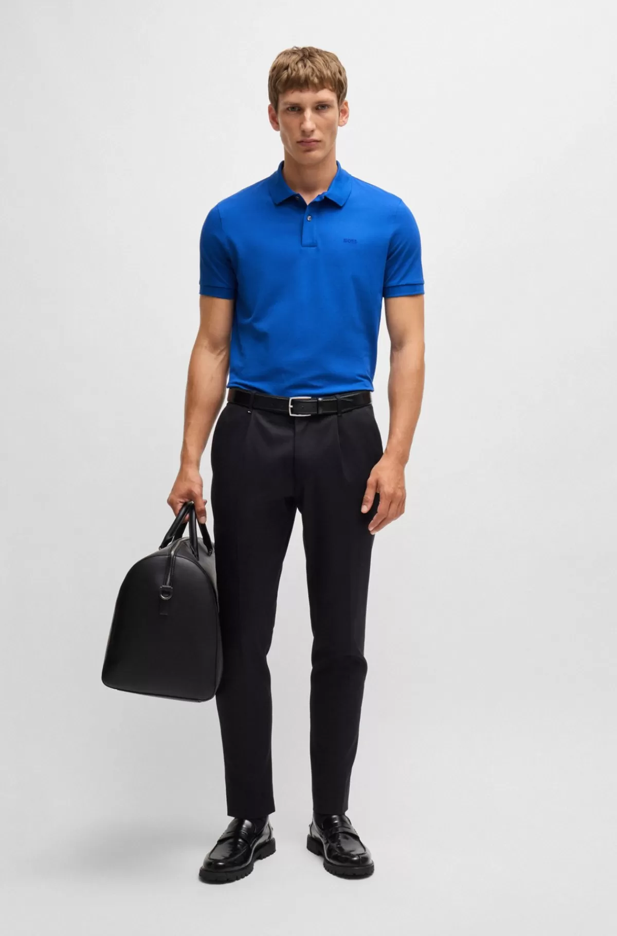 HUGO BOSS Pallas Poloshirt Med Regular Fit I Bomuld Med Broderet Logo Blå Cheap