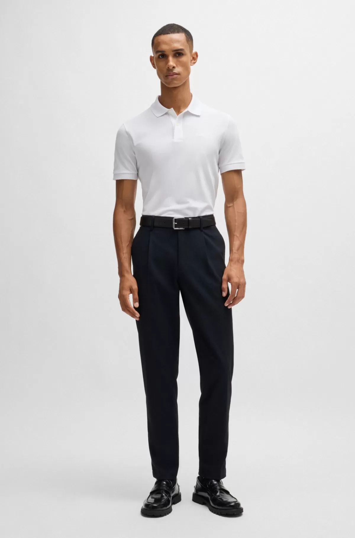 HUGO BOSS Pallas Poloshirt Med Regular Fit I Bomuld Med Broderet Logo Hvid Fashion