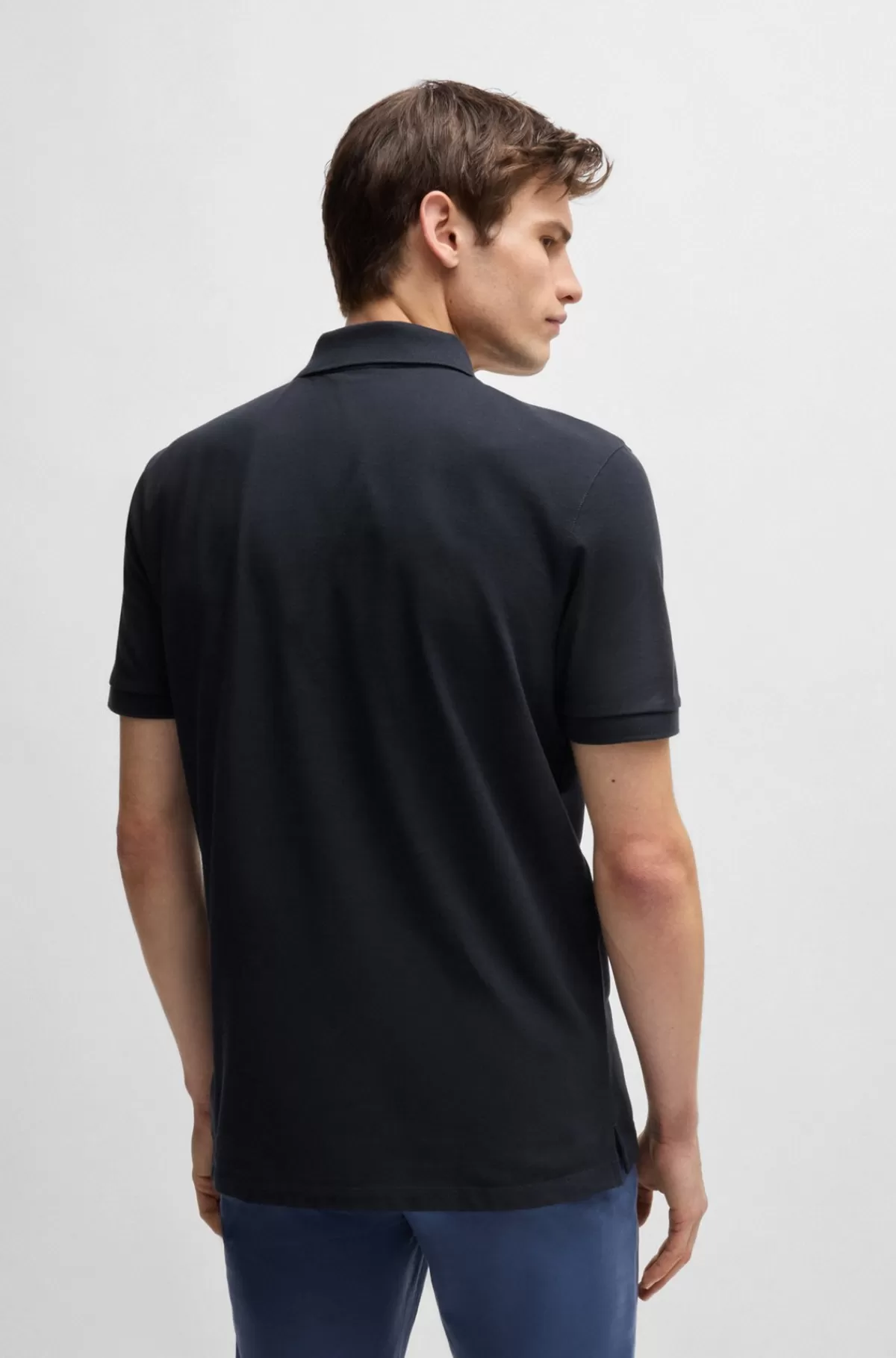 HUGO BOSS Pallas Poloshirt Med Regular Fit I Bomuld Med Broderet Logo Mørkeblå Shop