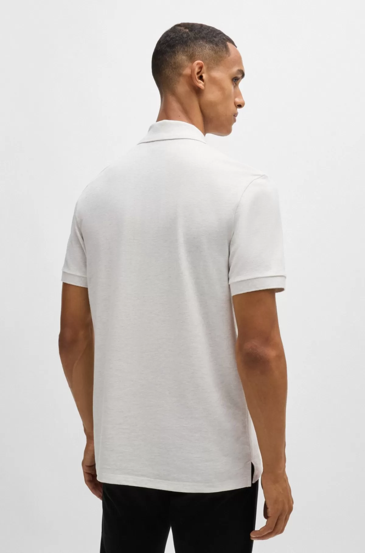 HUGO BOSS Pallas Poloshirt Med Regular Fit I Bomuld Med Broderet Logo Lysegrå Outlet