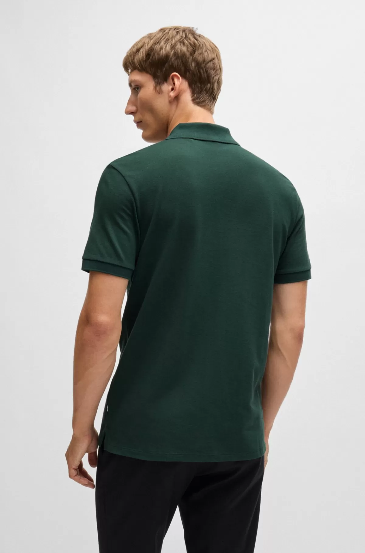 HUGO BOSS Pallas Poloshirt Med Regular Fit I Bomuld Med Broderet Logo Mørkegrøn Cheap