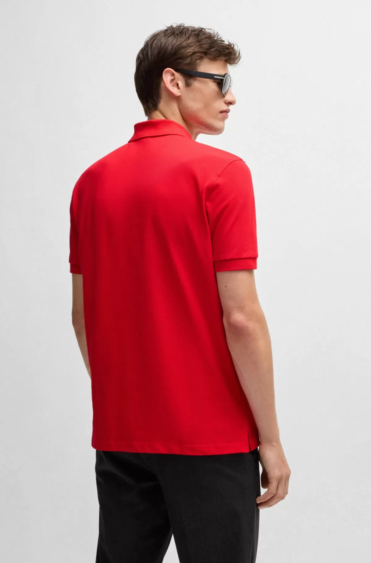 HUGO BOSS Pallas Poloshirt Med Regular Fit I Bomuld Med Broderet Logo Rød Best Sale