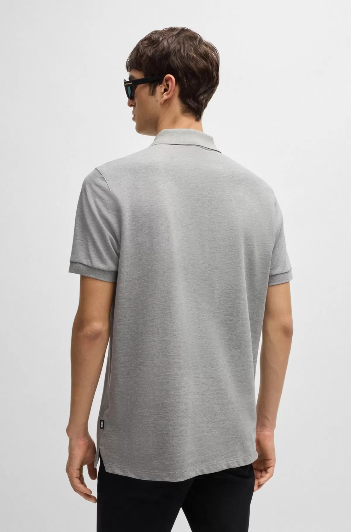 HUGO BOSS Pallas Poloshirt Med Regular Fit I Bomuld Med Broderet Logo Grå Discount