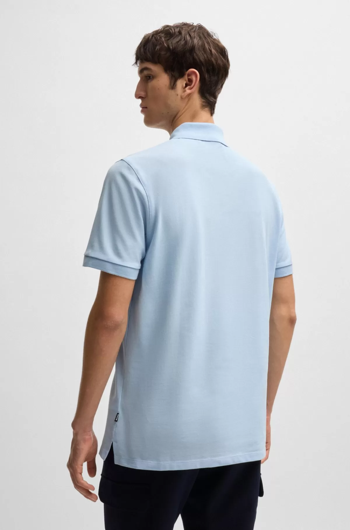HUGO BOSS Pallas Poloshirt Med Regular Fit I Bomuld Med Broderet Logo Lyseblå Best