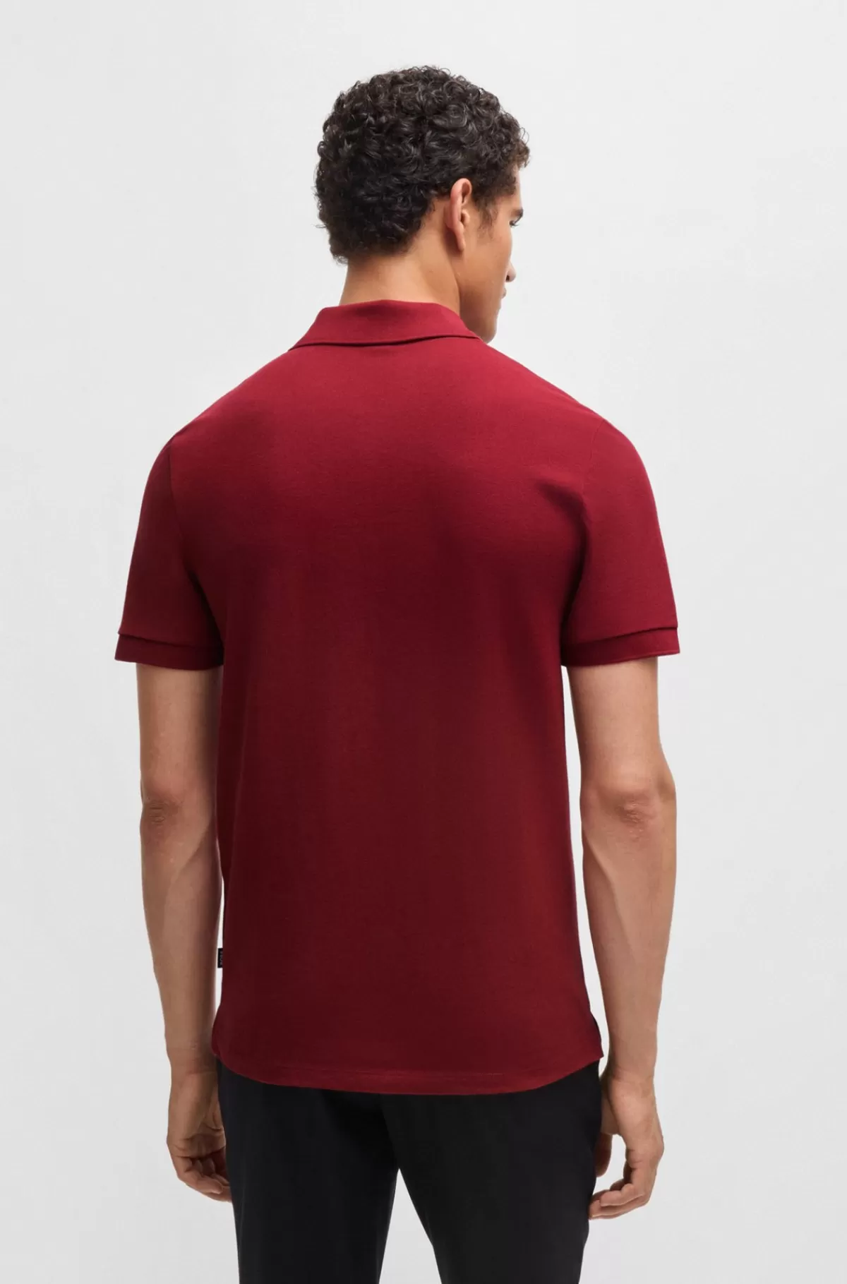 HUGO BOSS Pallas Poloshirt Med Regular Fit I Bomuld Med Broderet Logo Mørkerød Discount