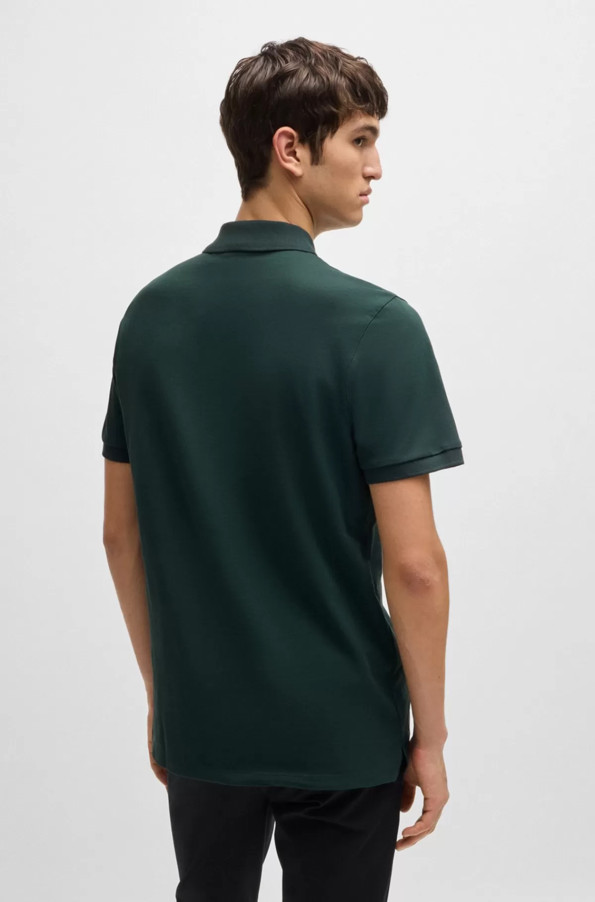 HUGO BOSS Pallas Poloshirt Med Regular Fit I Bomuld Med Broderet Logo Mørkegrøn Cheap