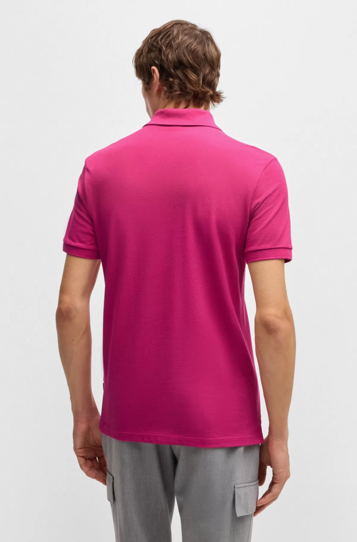 HUGO BOSS Pallas Poloshirt Med Regular Fit I Bomuld Med Broderet Logo Pink Discount