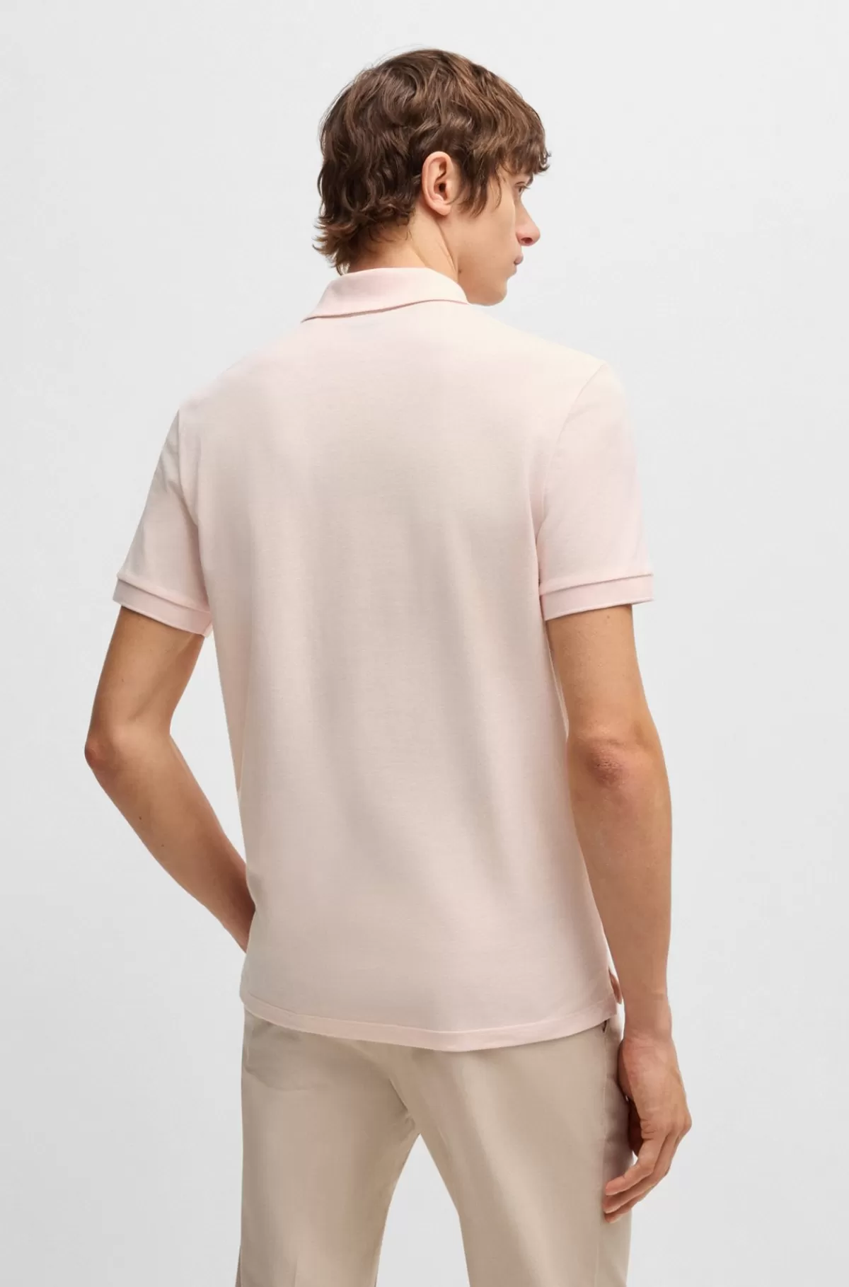 HUGO BOSS Pallas Poloshirt Med Regular Fit I Bomuld Med Broderet Logo Lys pink Fashion