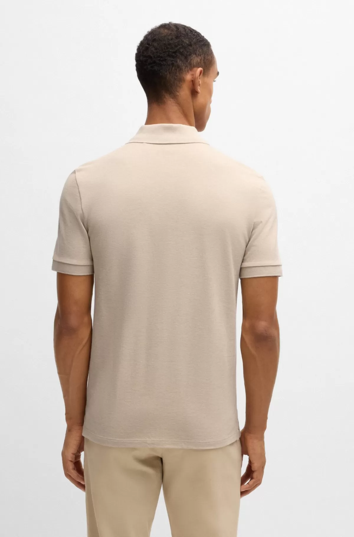 HUGO BOSS Pallas Poloshirt Med Regular Fit I Bomuld Med Broderet Logo Lys beige Clearance
