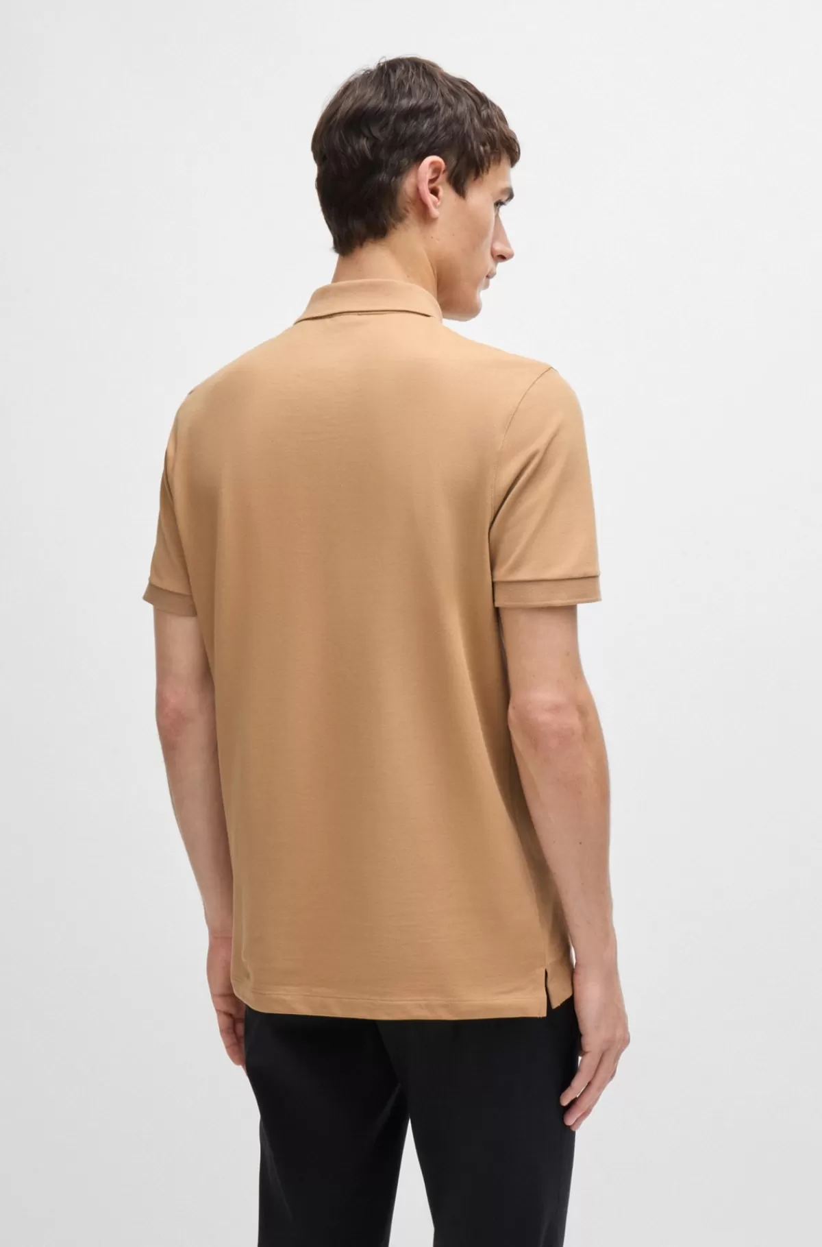 HUGO BOSS Pallas Poloshirt Med Regular Fit I Bomuld Med Broderet Logo Beige Store